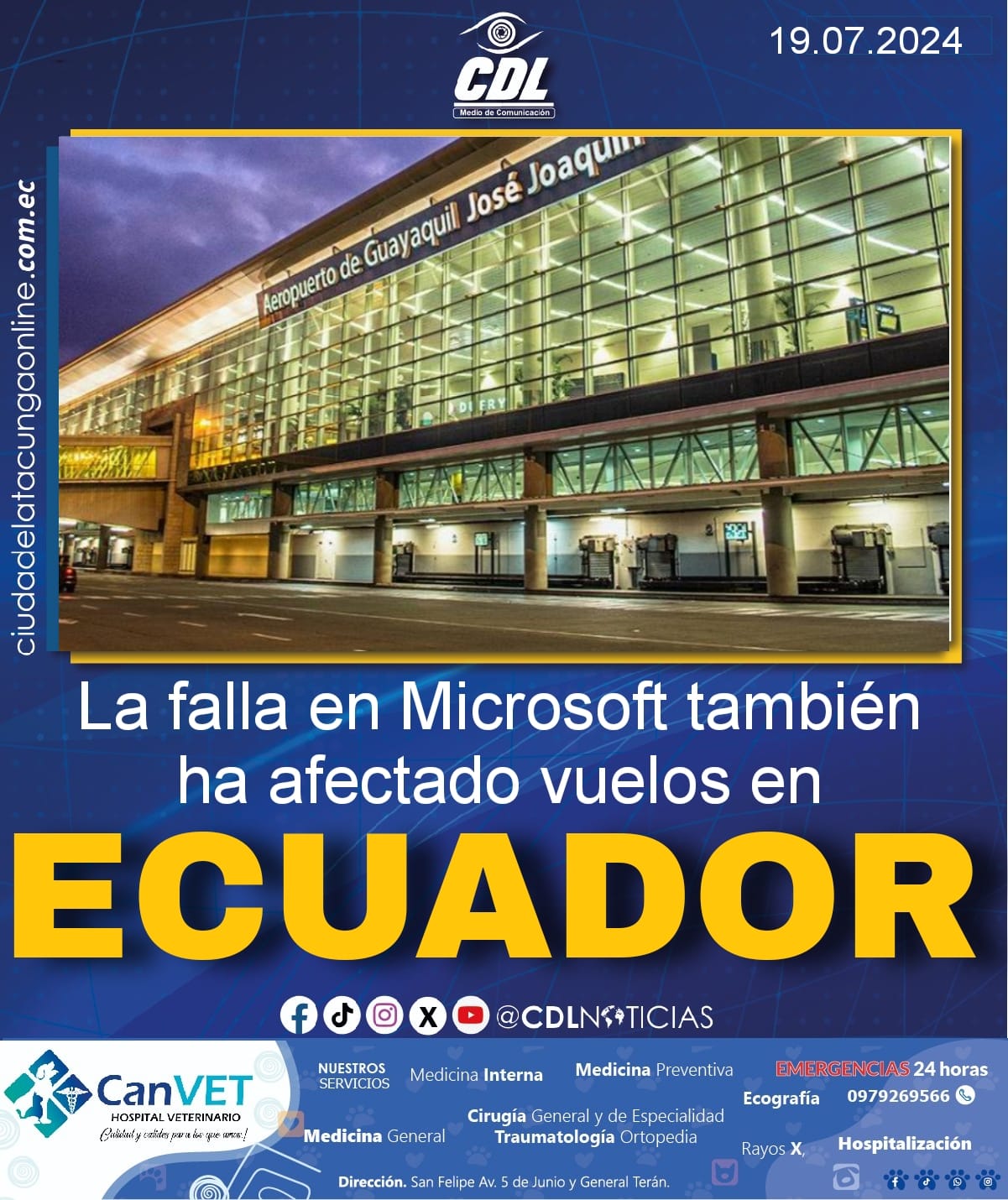 La falla en Microsoft también ha afectado vuelos en Ecuador