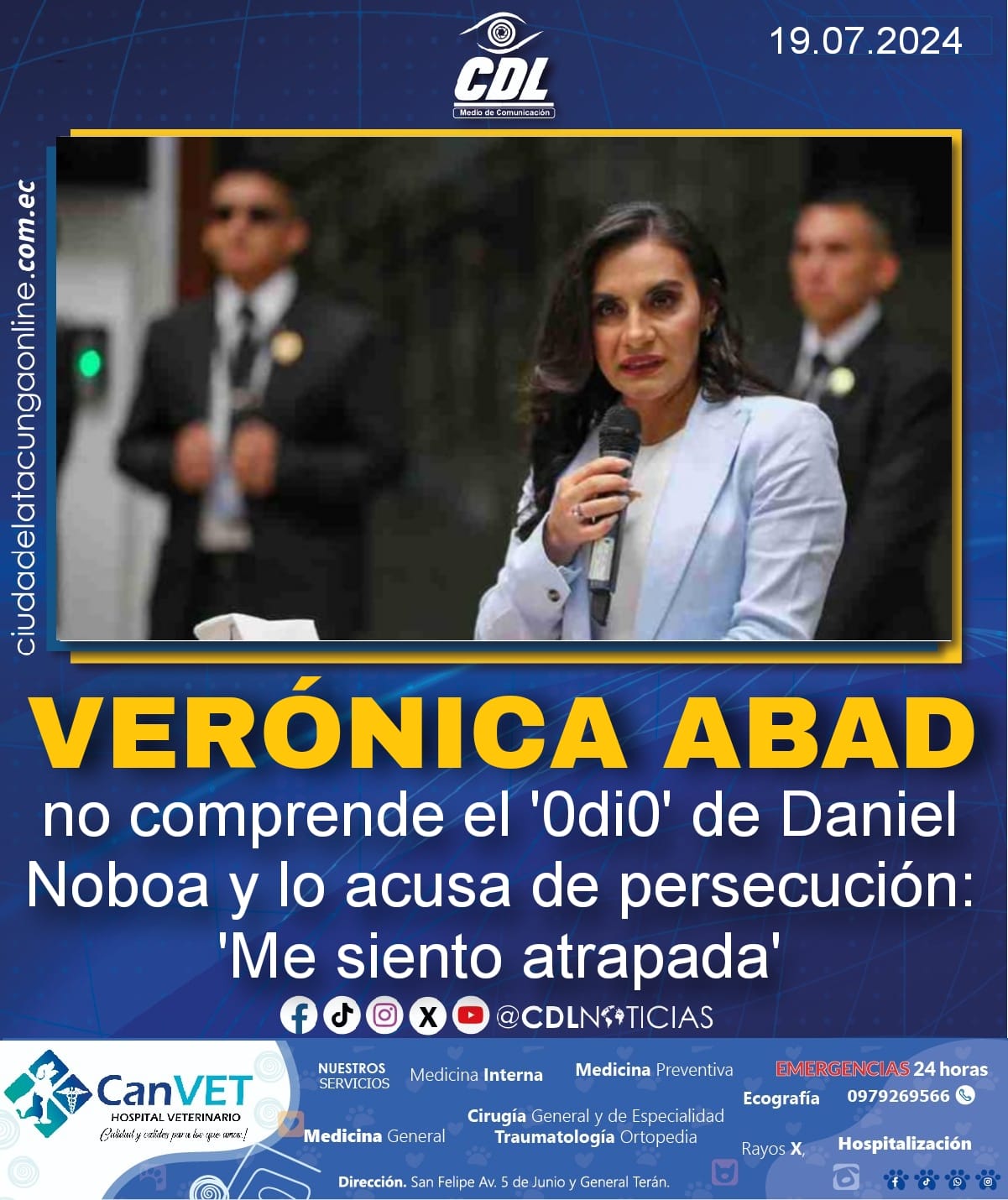Verónica Abad no comprende el ‘0di0’ de Daniel Noboa y lo acusa de persecución: ‘Me siento atrapada’