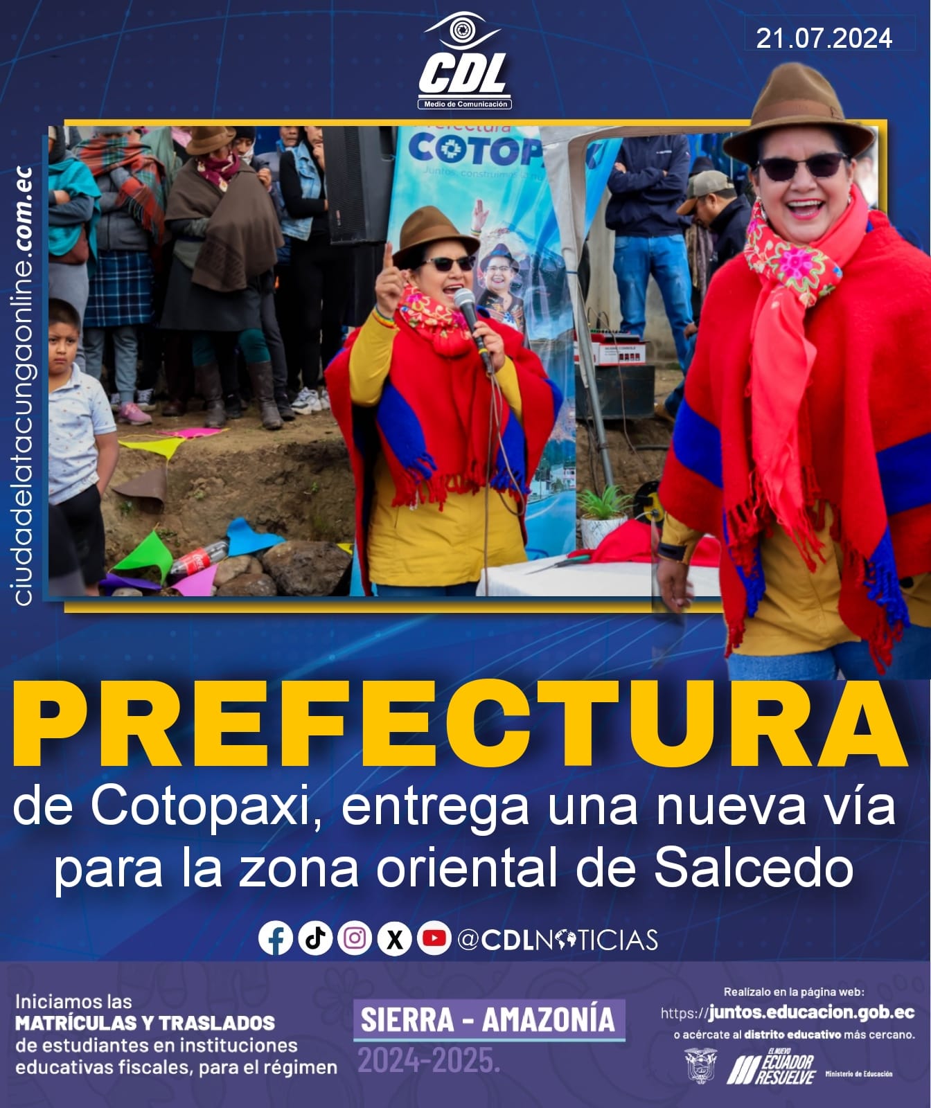 Prefectura Cotopaxi entrega una nueva vía para la zona oriental de Salcedo