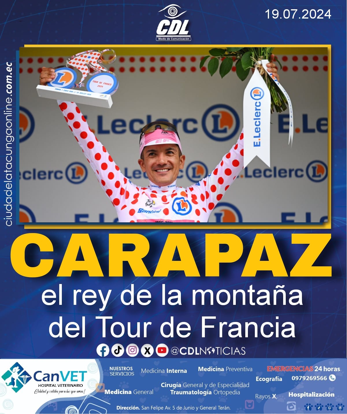 Richard Carapaz el rey de la montaña del Tour de Francia