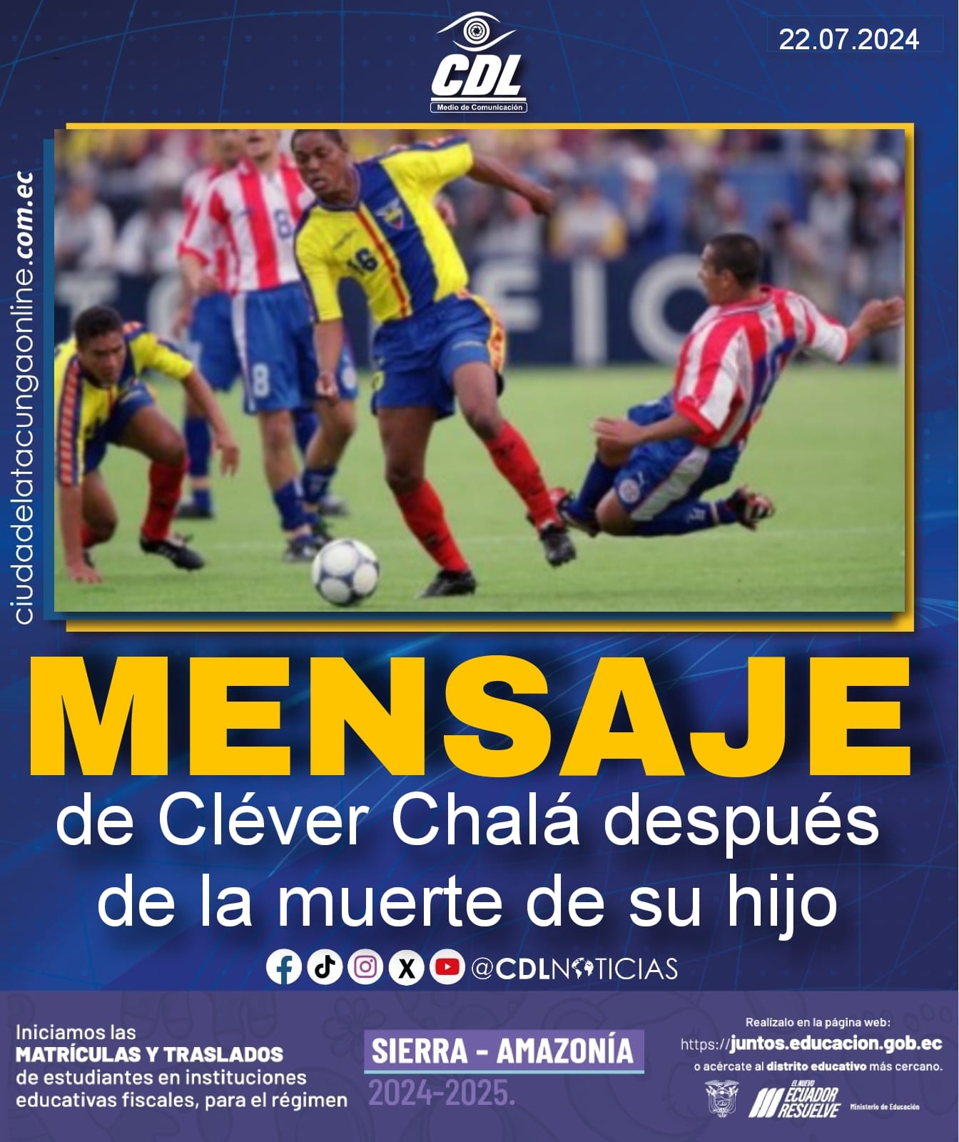 El mensaje de Cléver Chalá después de la muerte de su hijo