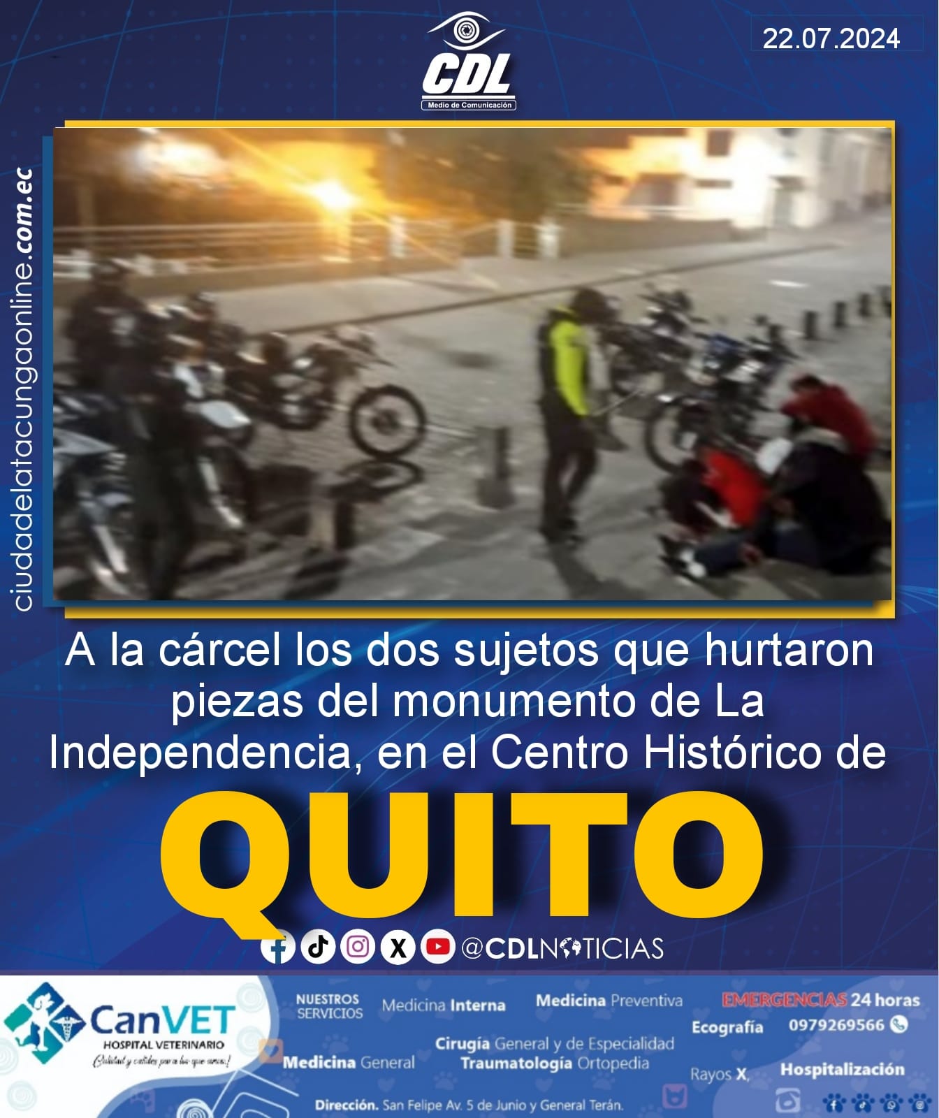 A la cárcel los dos sujetos que hurtaron piezas del monumento de La Independencia, en el Centro Histórico de Quito