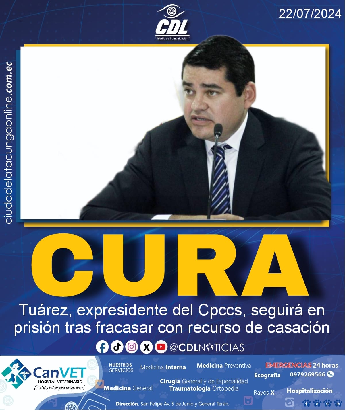 El cura Tuárez, expresidente del Cpccs, seguirá en prisión tras fracasar con recurso de casación