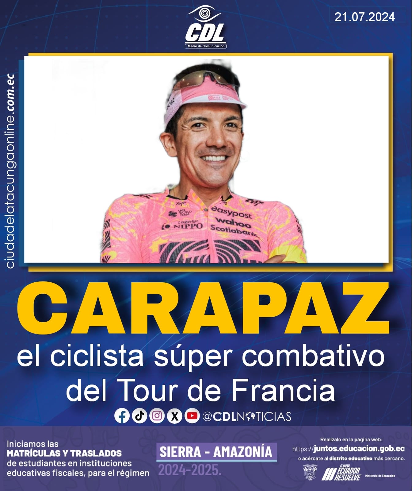 Richard Carapaz: el ciclista súper combativo del Tour de Francia