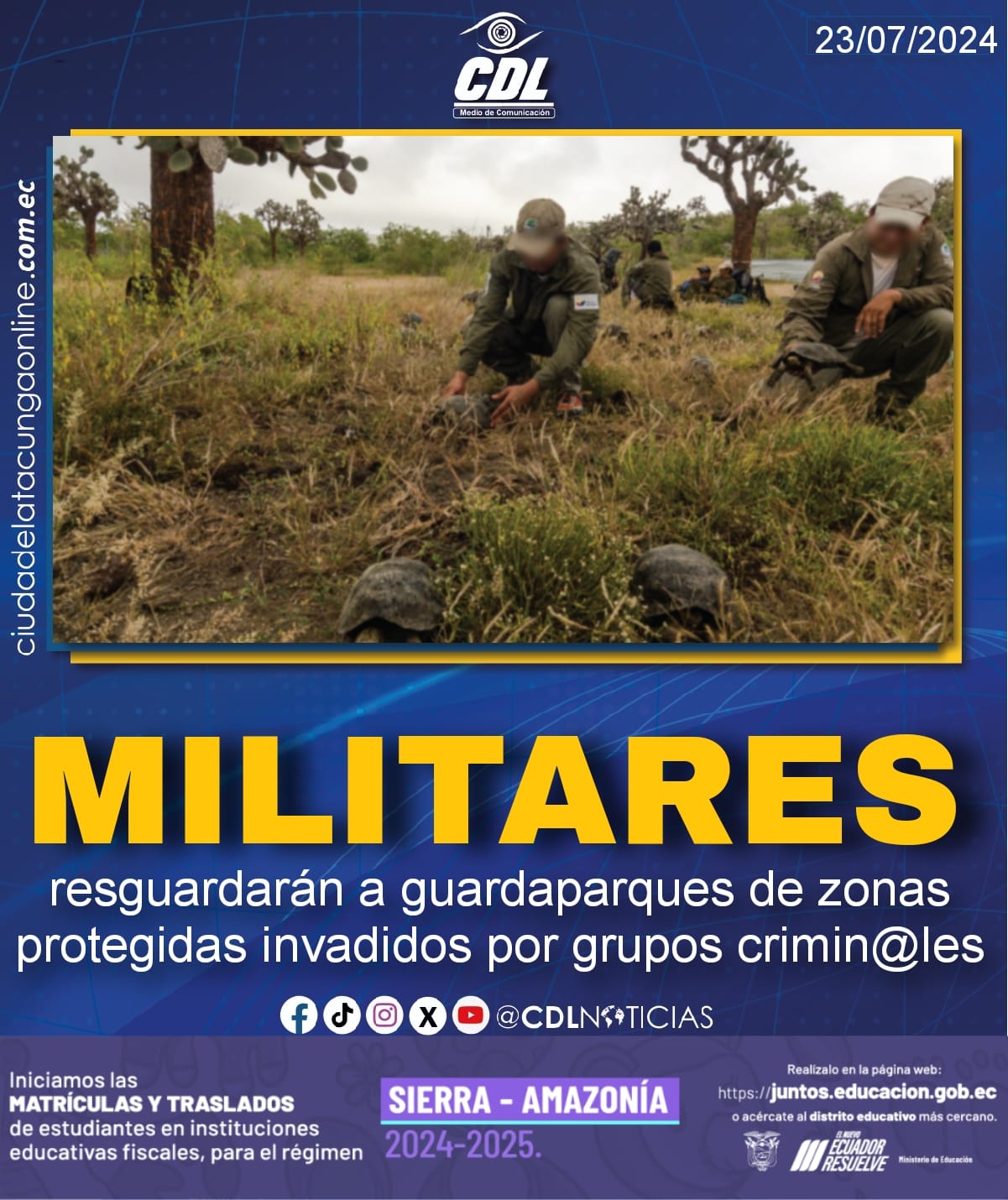 Militares resguardarán a guardaparques de zonas protegidas invadidos por grupos crimin@les