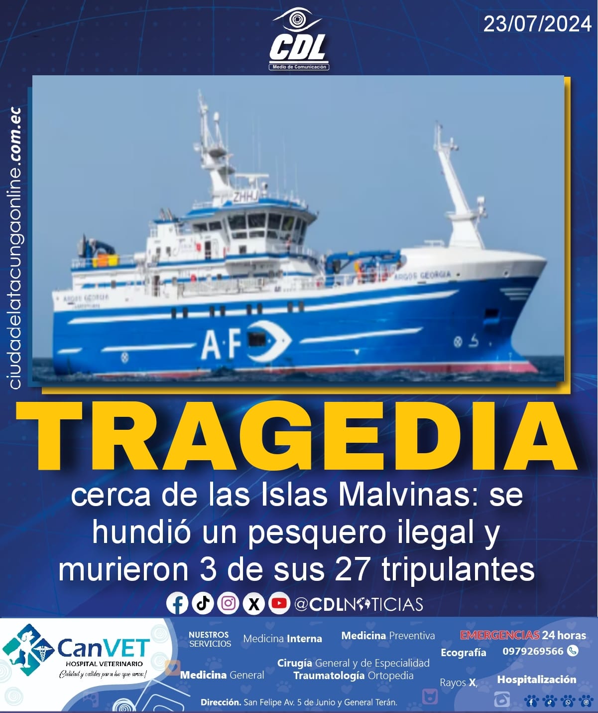 Tragedia cerca de las Islas Malvinas: se hundió un pesquero ilegal y murieron 3 de sus 27 tripulantes
