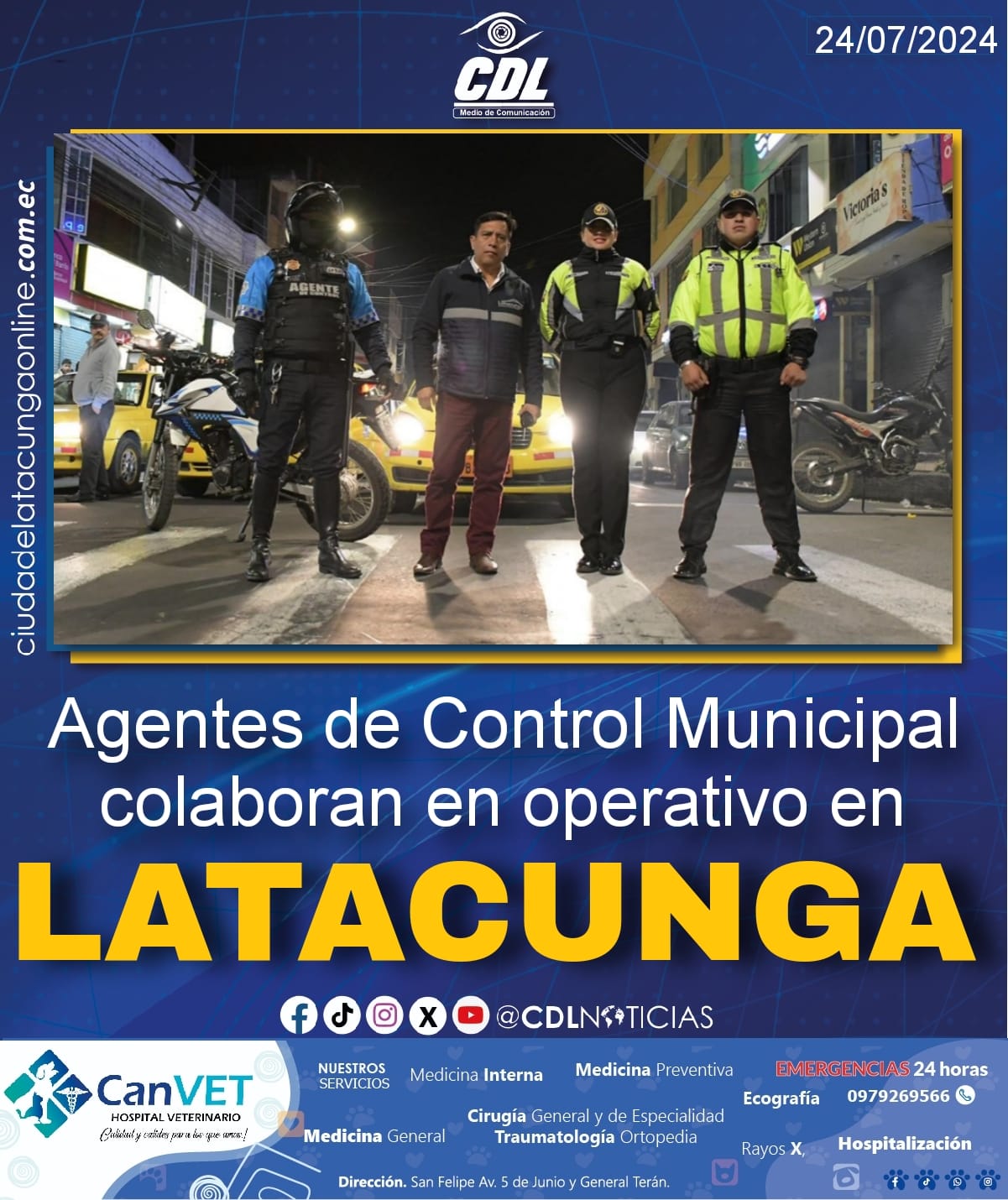 Agentes de Control Municipal colaboran en operativo en Latacunga