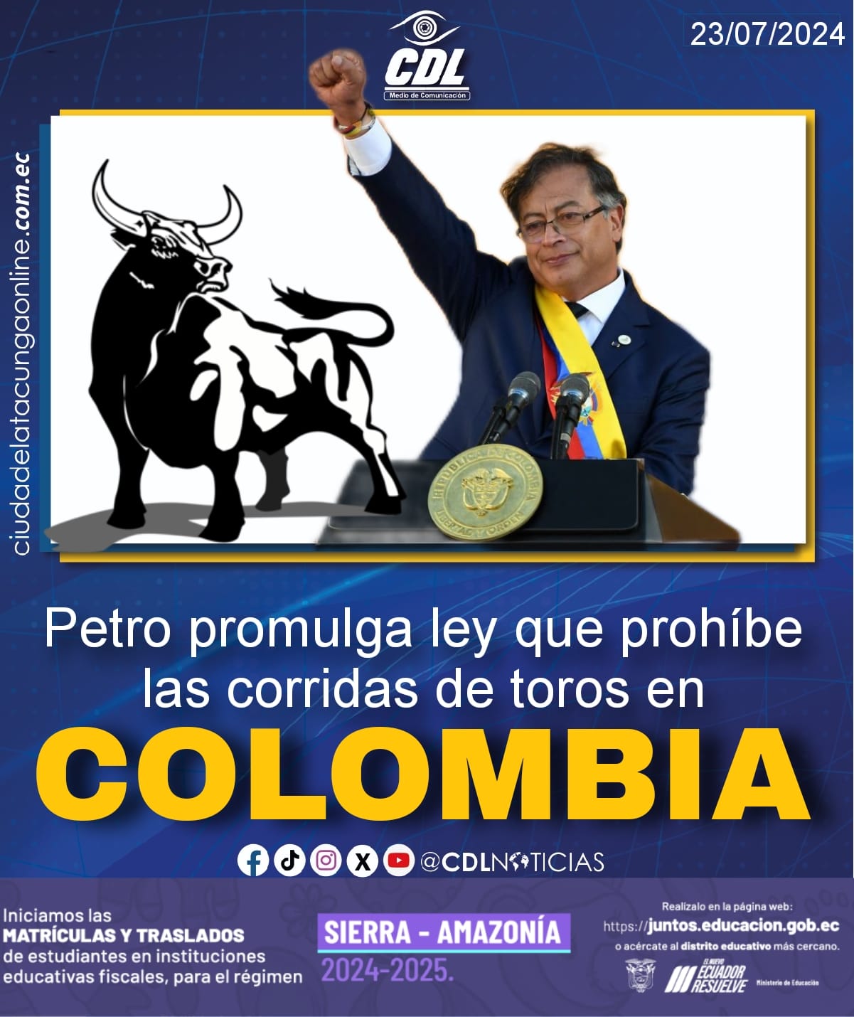 Petro promulga ley que prohíbe las corridas de toros en Colombia