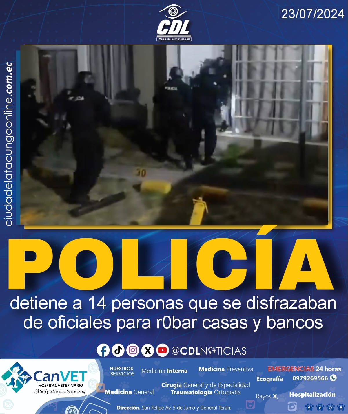 Policía detiene a 14 personas que se disfrazaban de oficiales para robar casas y bancos