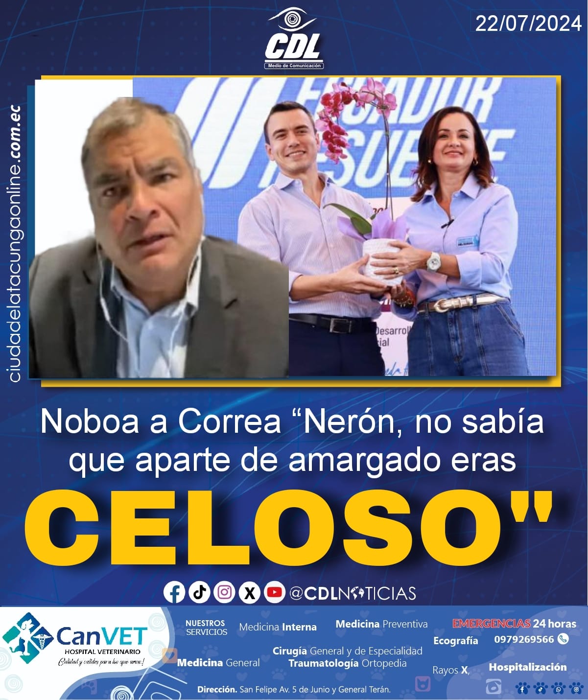 Daniel Noboa y Rafael Correa vuelven a enfrentarse por entrega de garantía soberana a la Prefectura del Guayas