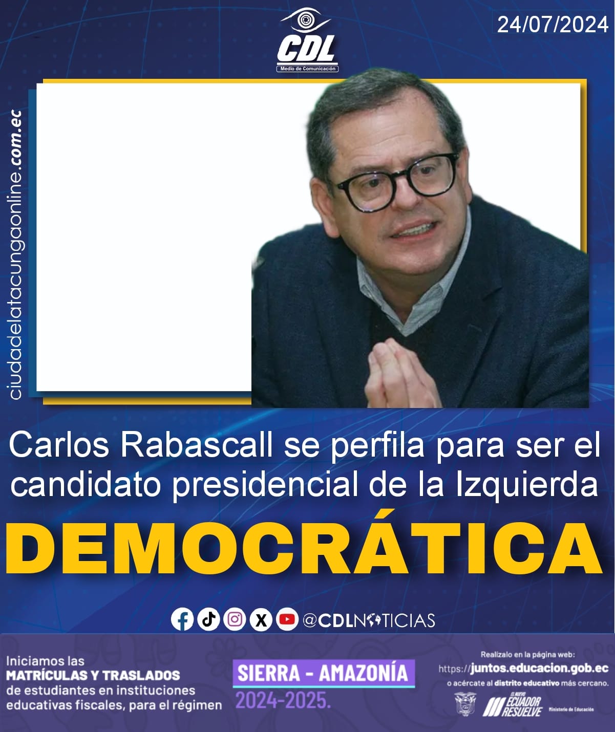 Carlos Rabascall se perfila para ser el candidato presidencial de la Izquierda Democrática