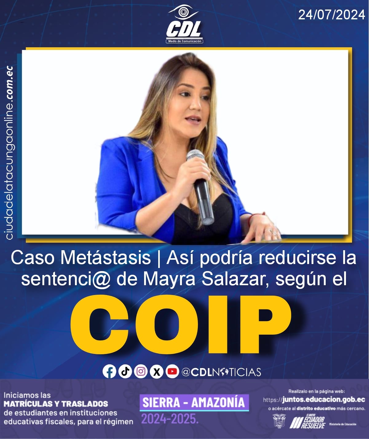 Caso Metástasis | Así podría reducirse la sentenci@ de Mayra Salazar, según el COIP