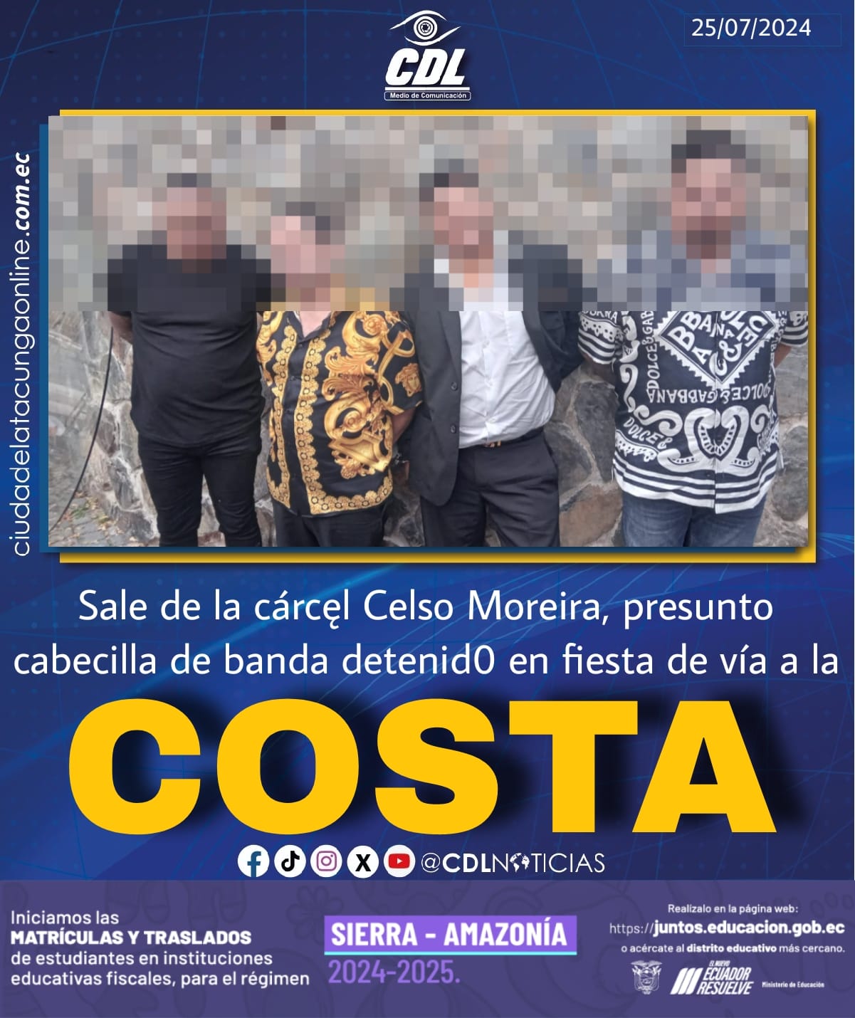 Sale de la cárcęl Celso Moreira, presunto cabecilla de banda detenid0 en fiesta de vía a la Costa
