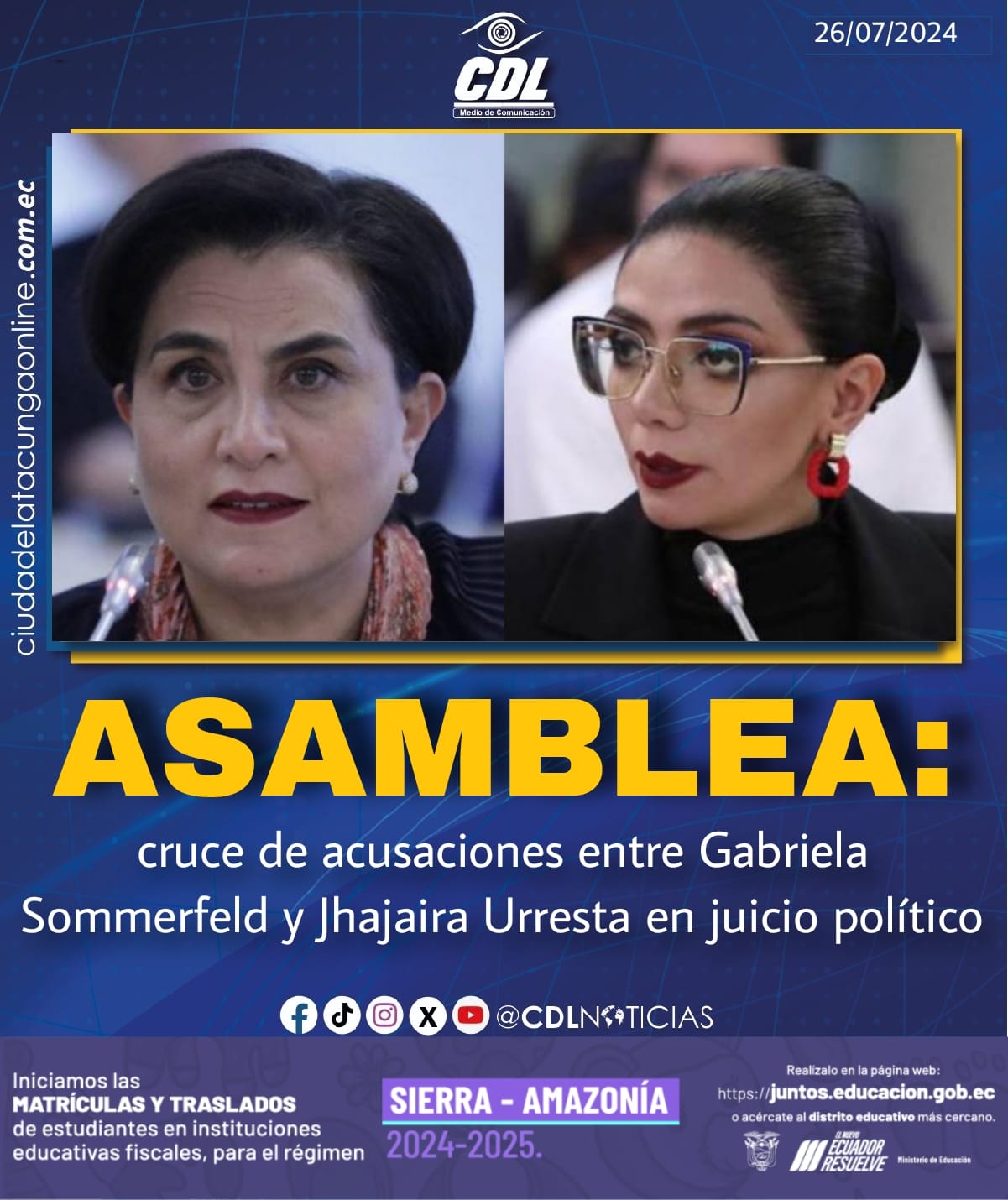 Asamblea: cruce de acusaciones entre Gabriela Sommerfeld y Jhajaira Urresta en juicio político