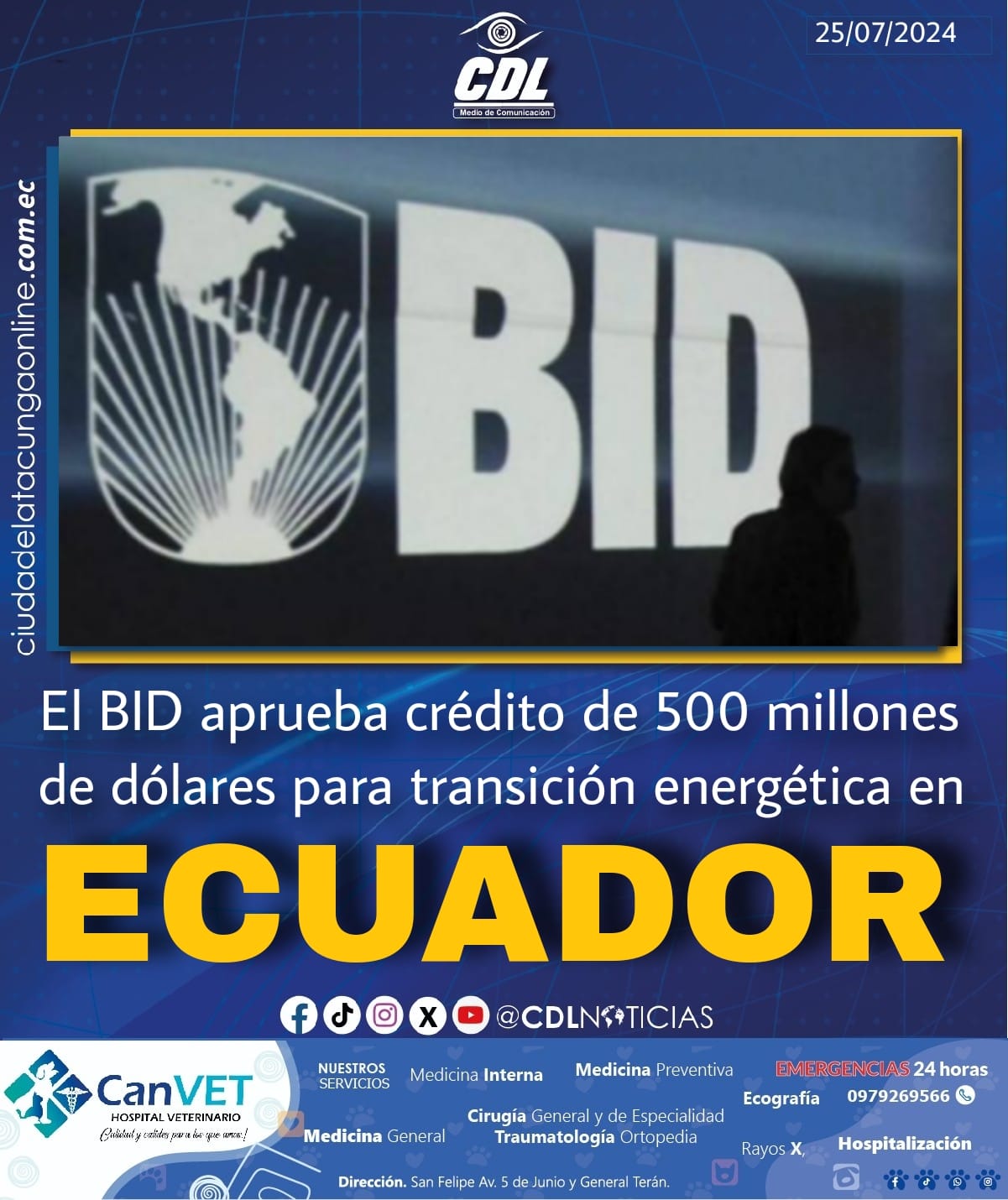 El BID aprueba crédito de 500 millones de dólares para transición energética en Ecuador