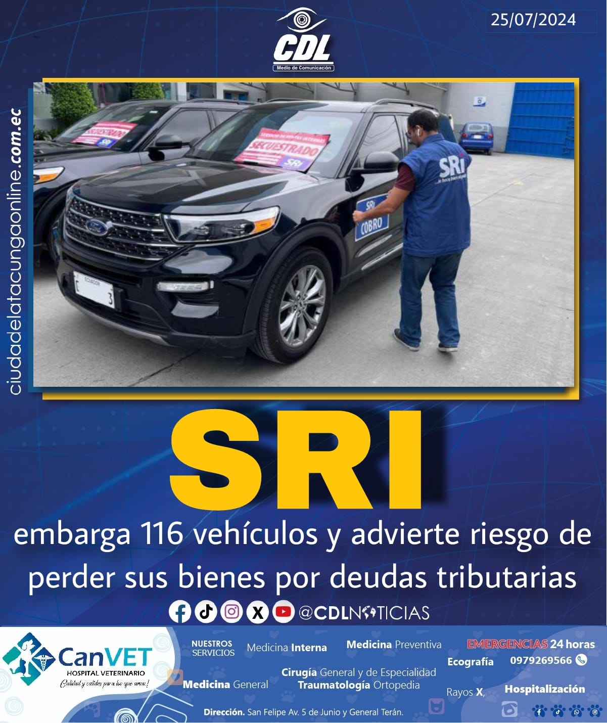Servicio de Rentas Internas embarga 116 vehículos y advierte riesgo de perder sus bienes por deudas tributarias