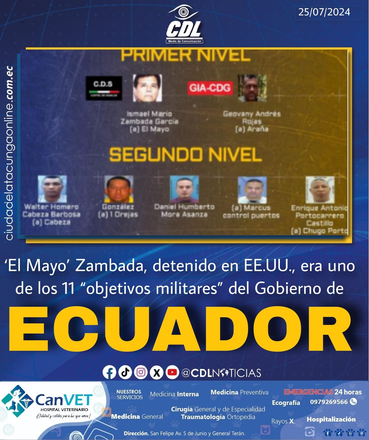 ‘El Mayo’ Zambada, detenido en EE.UU., era uno de los 11 “objetivos militares” del Gobierno de Ecuador