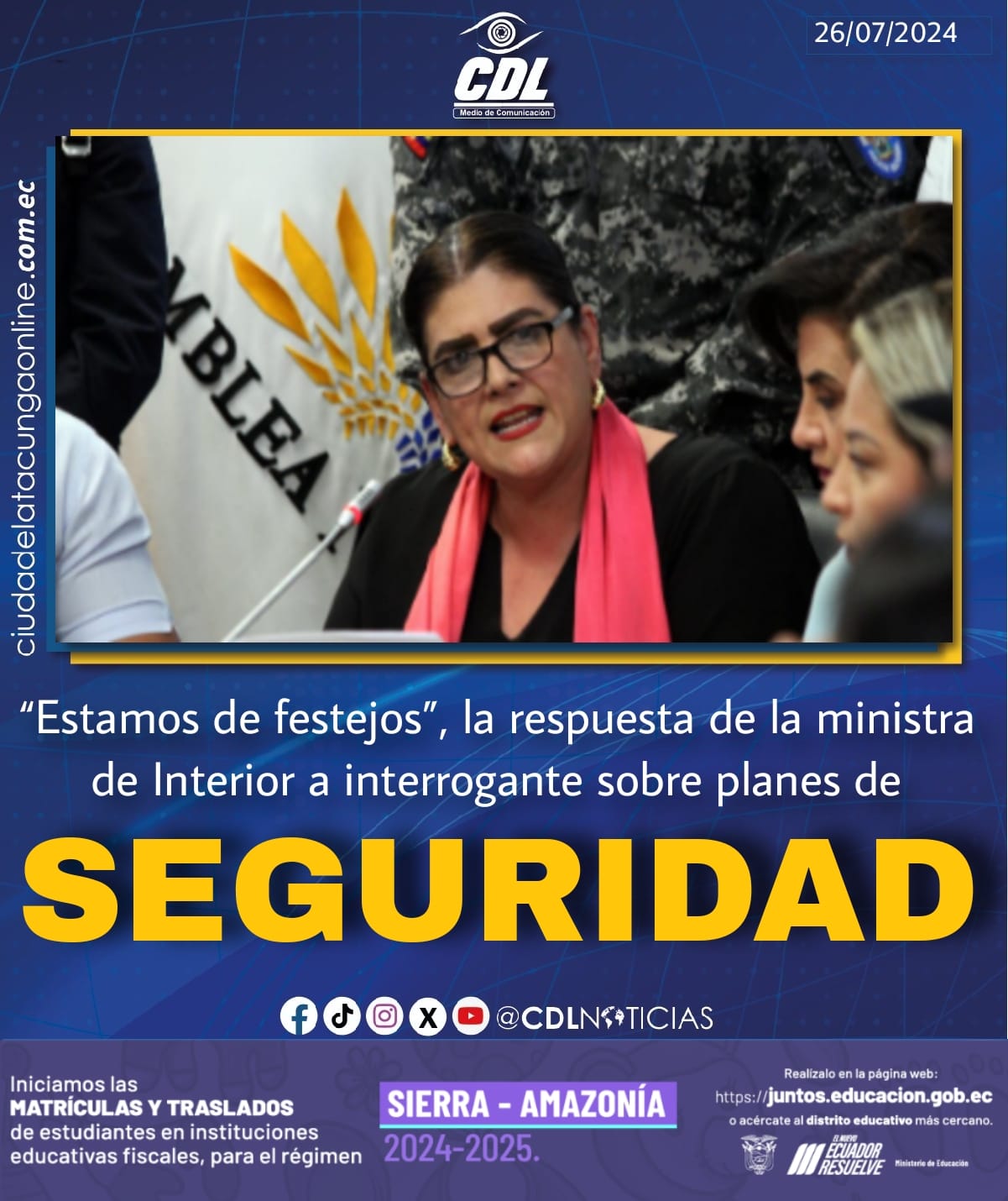 “Estamos de festejos”, la respuesta de la ministra de Interior a interrogante sobre planes de seguridad