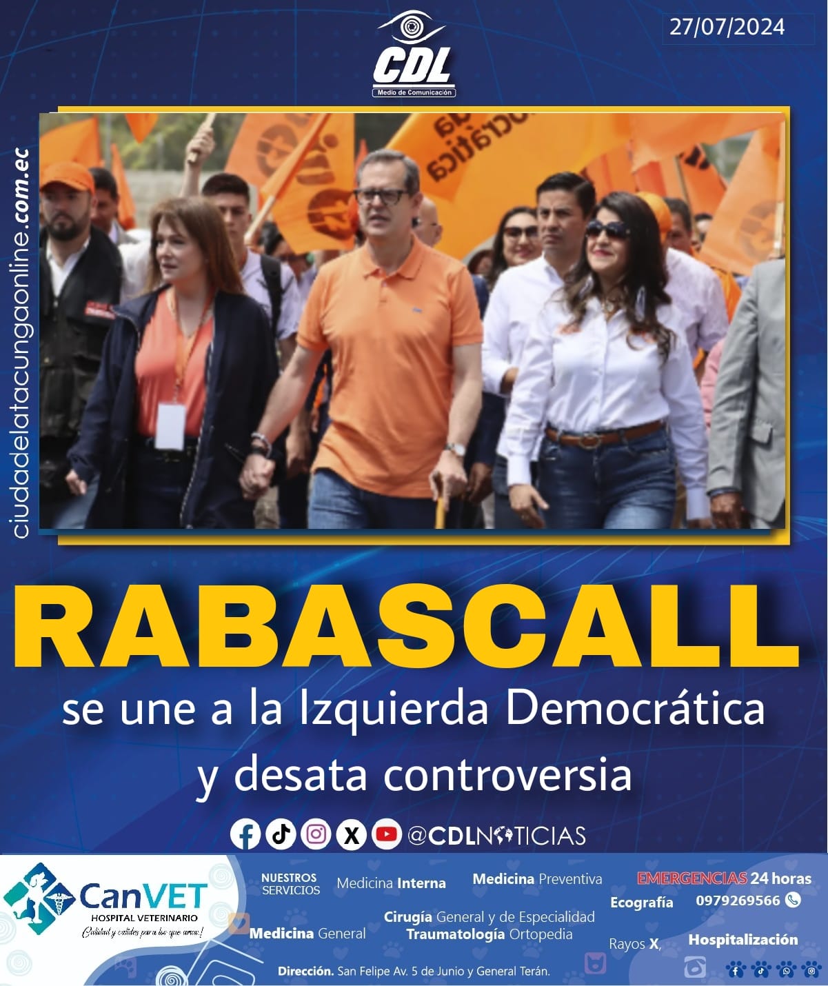 Carlos Rabascall se une a la Izquierda Democrática y desata controversia