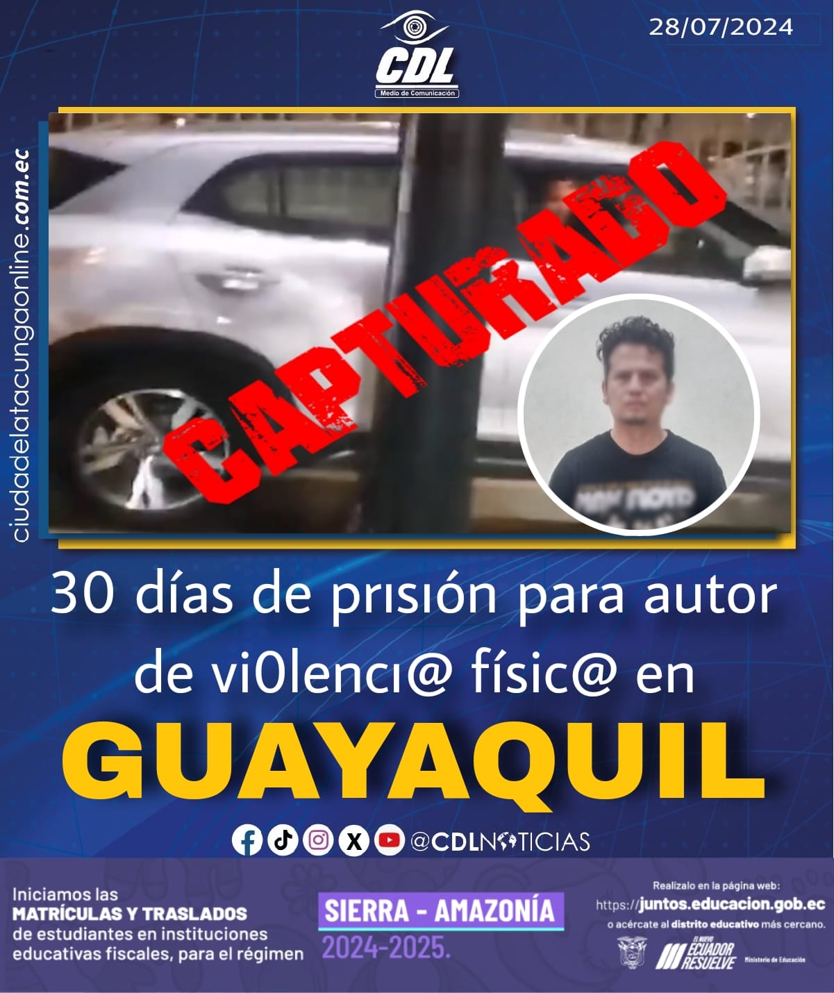 30 días de prisión para autor de vi0lenci@ físic@ en Guayaquil