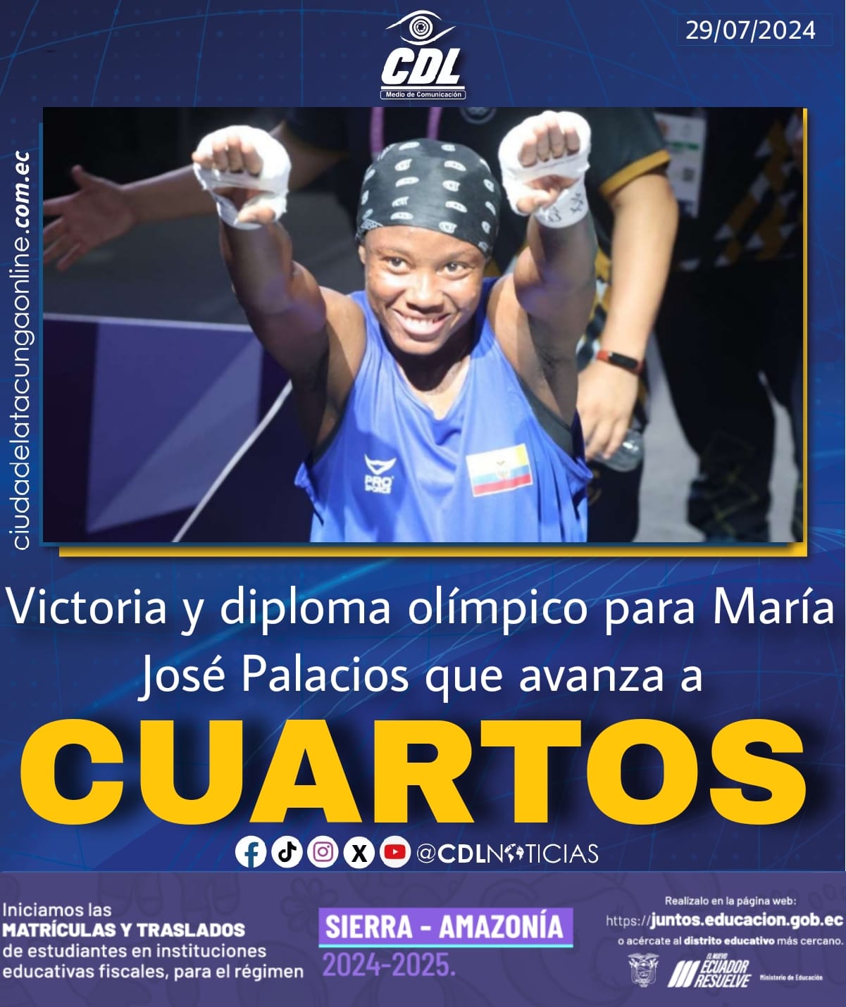 Victoria y diploma olímpico para María José Palacios que avanza a cuartos