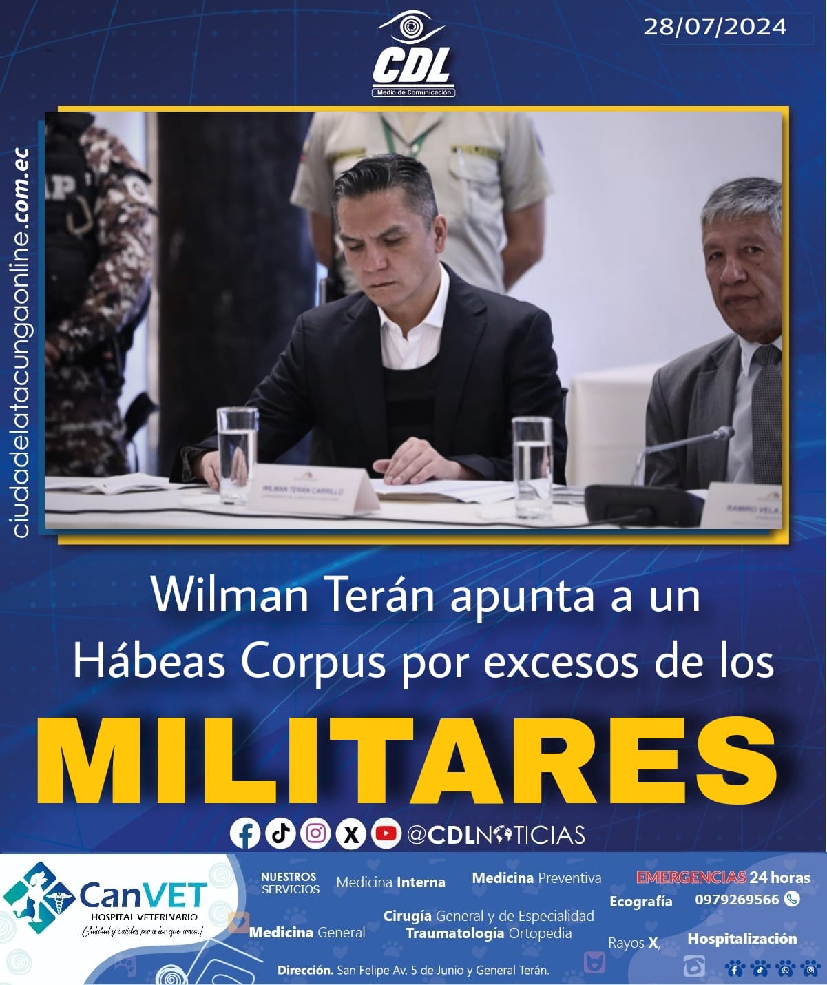 Wilman Terán apunta a un Hábeas Corpus por excesos de los militares