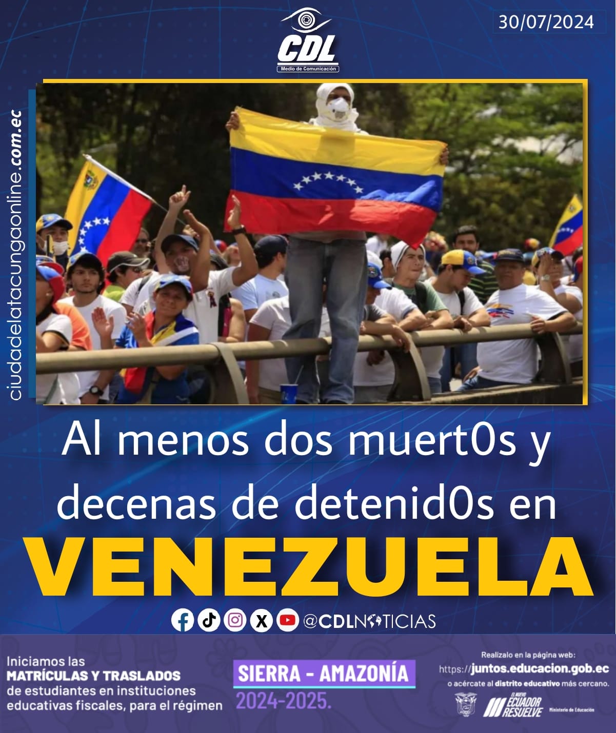 Al menos dos muert0s y decenas de detenid0s en Venezuela