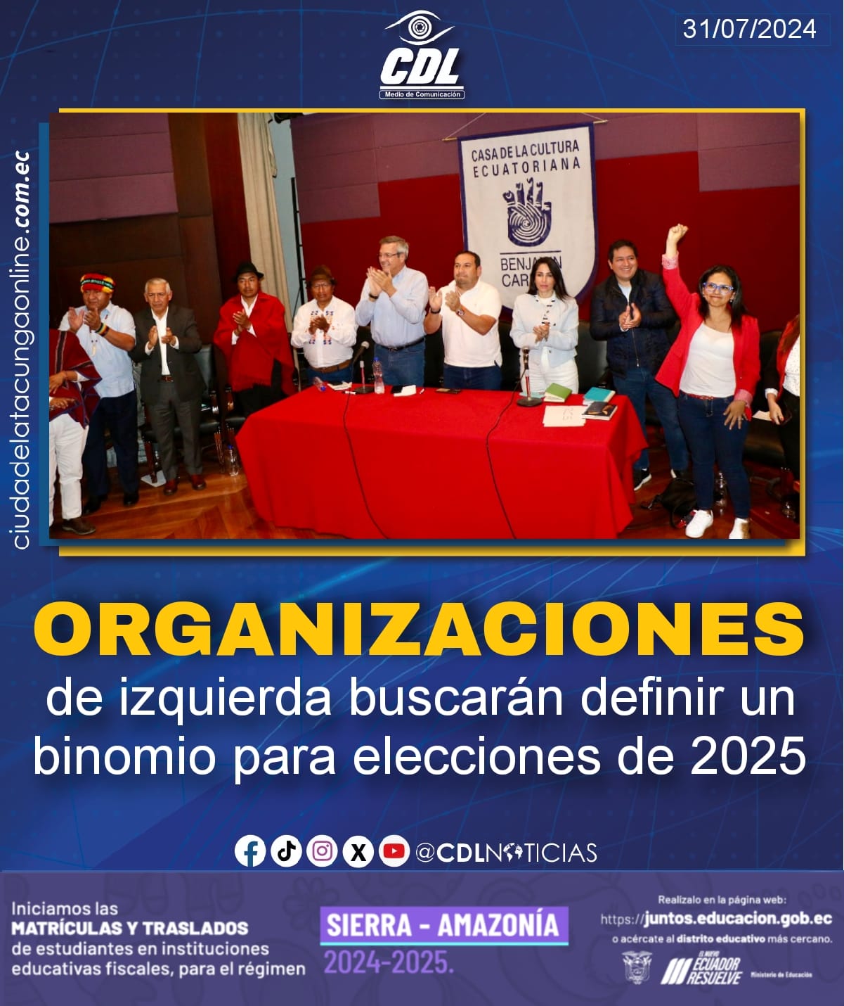 Organizaciones de izquierda buscarán definir un binomio para elecciones de 2025