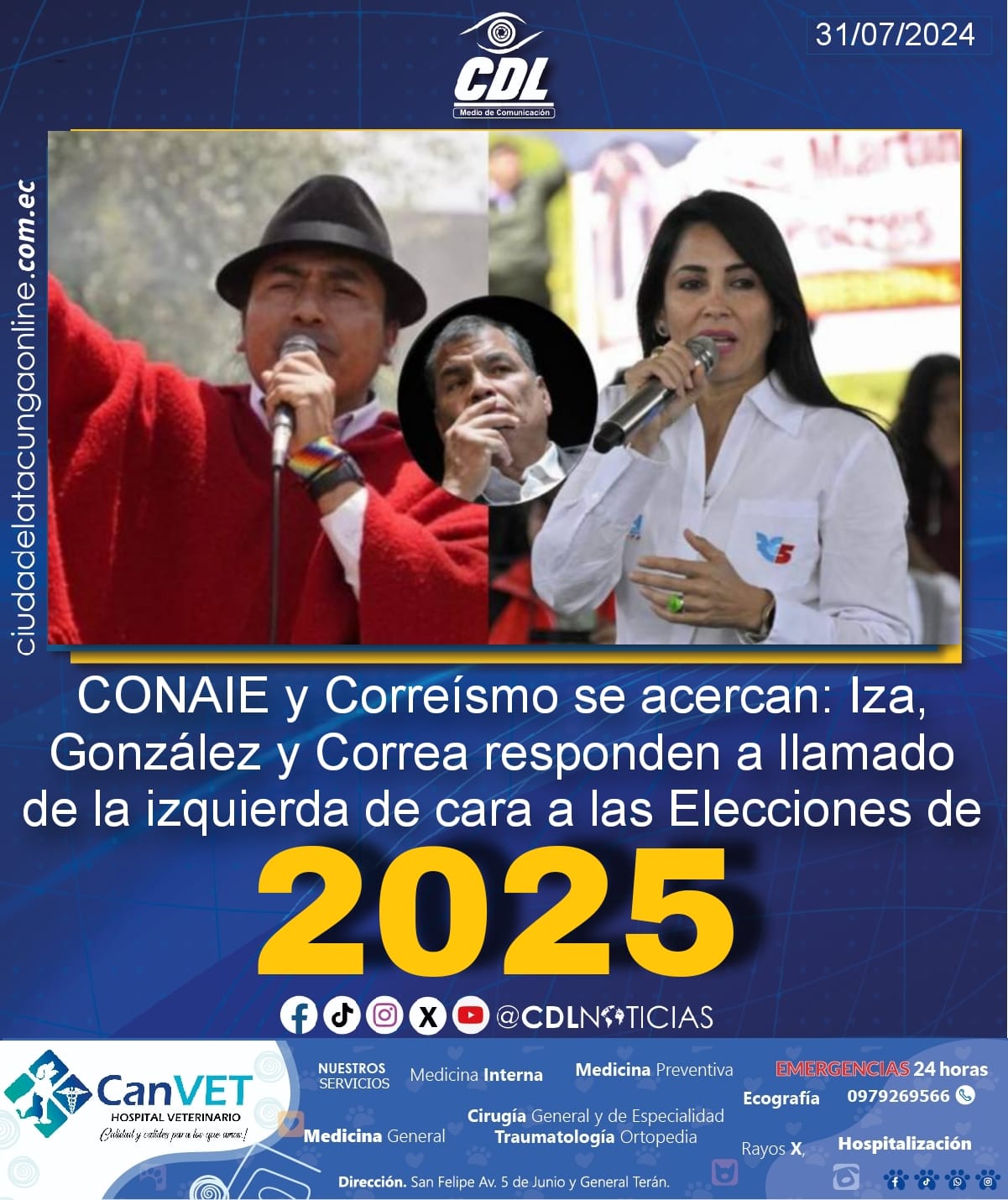 CONAIE y Correísmo se acercan: Iza, González y Correa responden a llamado de la izquierda de cara a las Elecciones de 2025