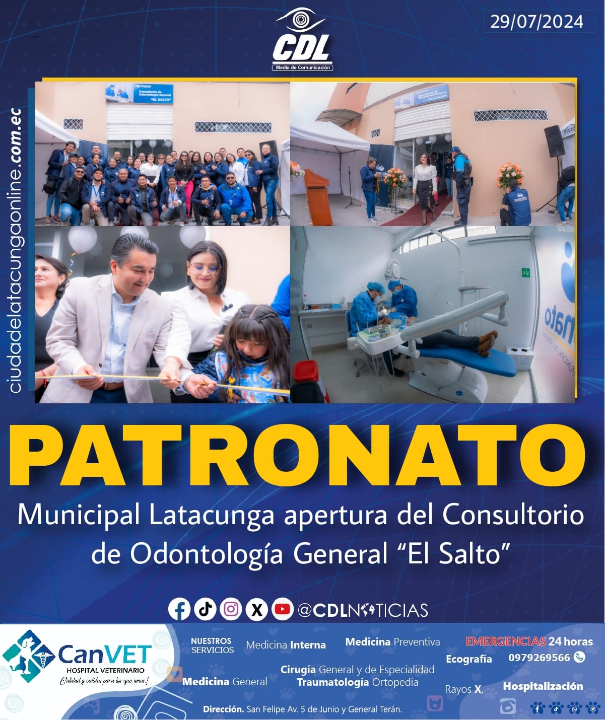 Patronato Municipal Latacunga apertura del Consultorio de Odontología General “El Salto”