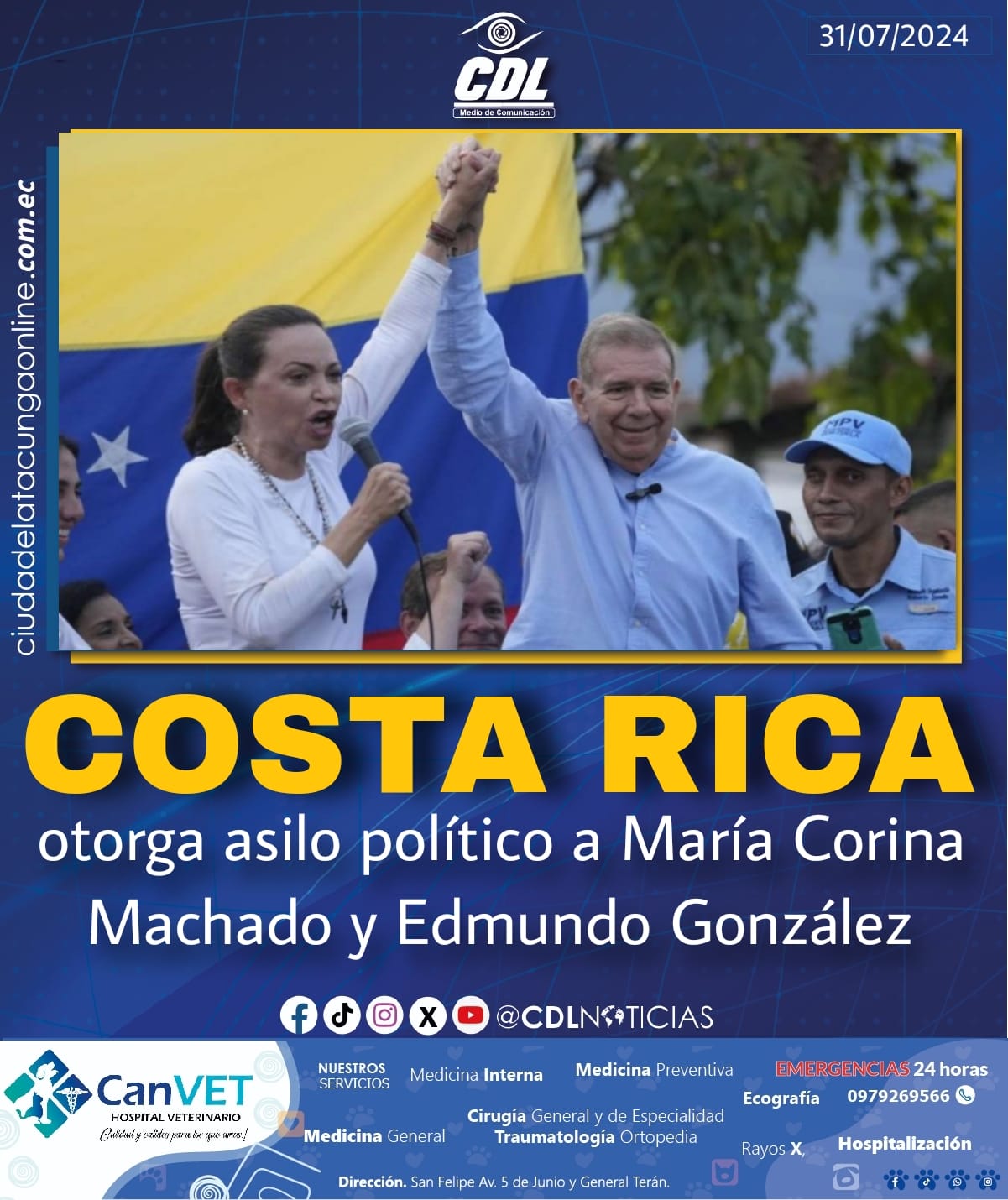 Costa Rica otorga asilo político a María Corina Machado y Edmundo González