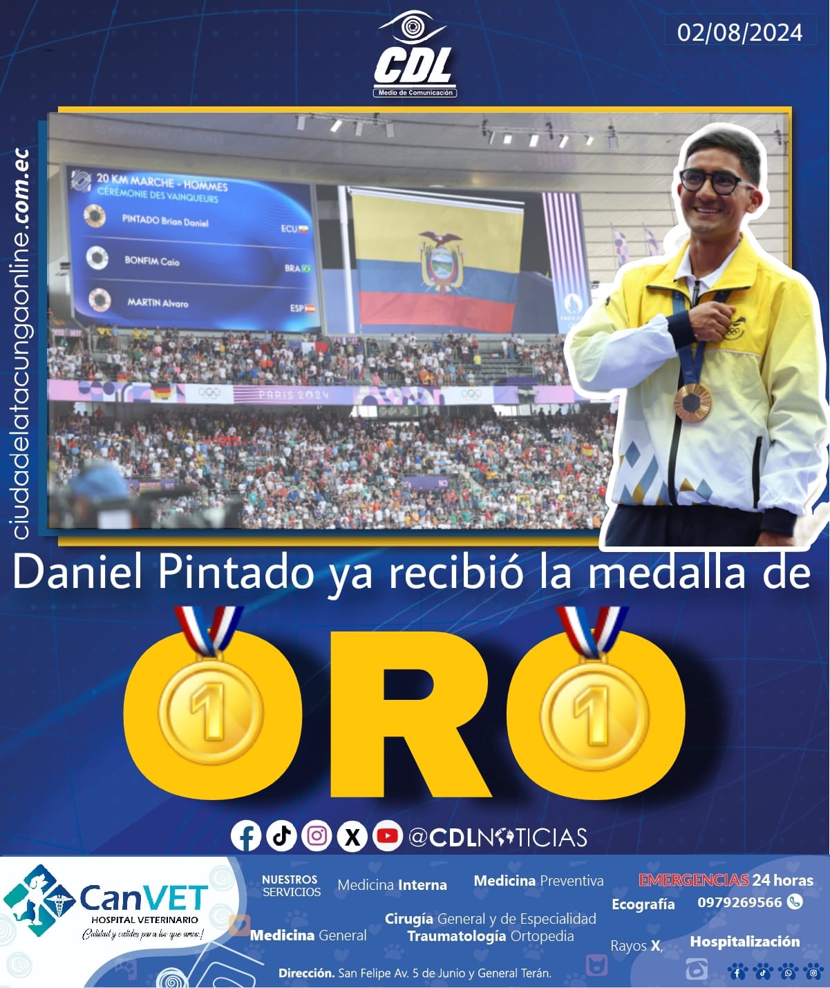 Daniel Pintado ya recibió la medalla de oro