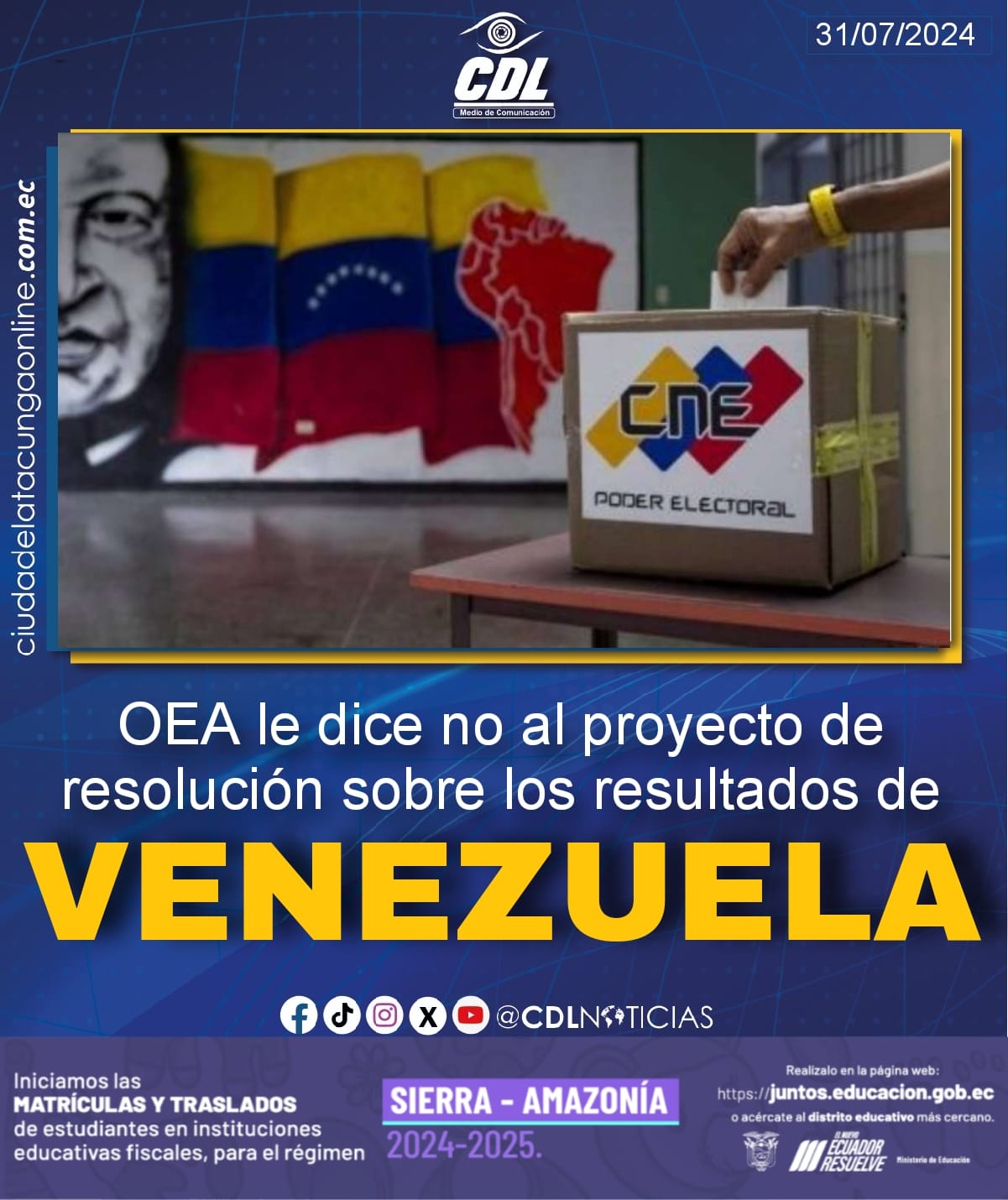 OEA le dice no al proyecto de resolución sobre los resultados de Venezuela