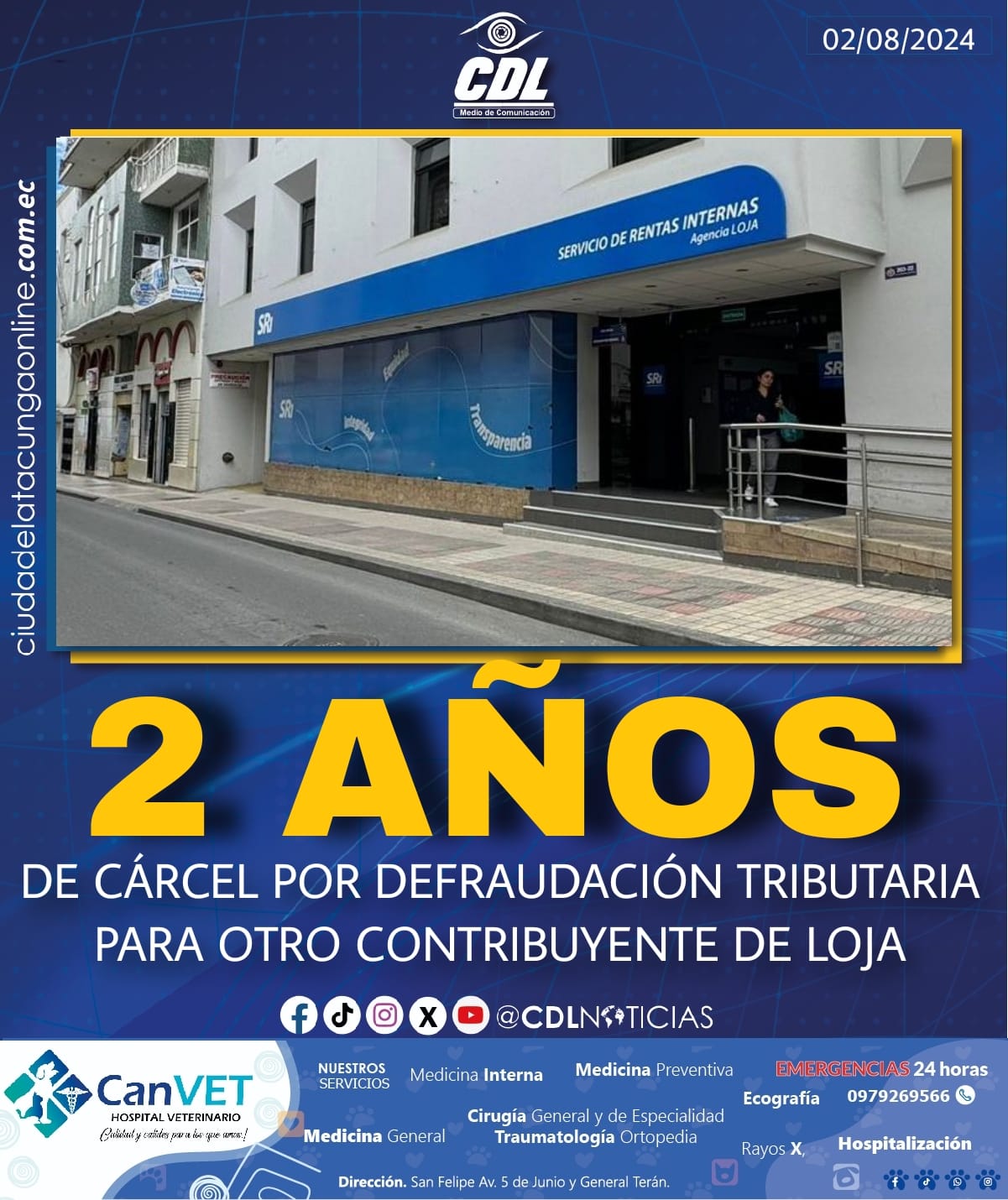 DOS AÑOS DE CÁRCEL POR DEFRAUDACIÓN TRIBUTARIA PARA OTRO CONTRIBUYENTE DE LOJA