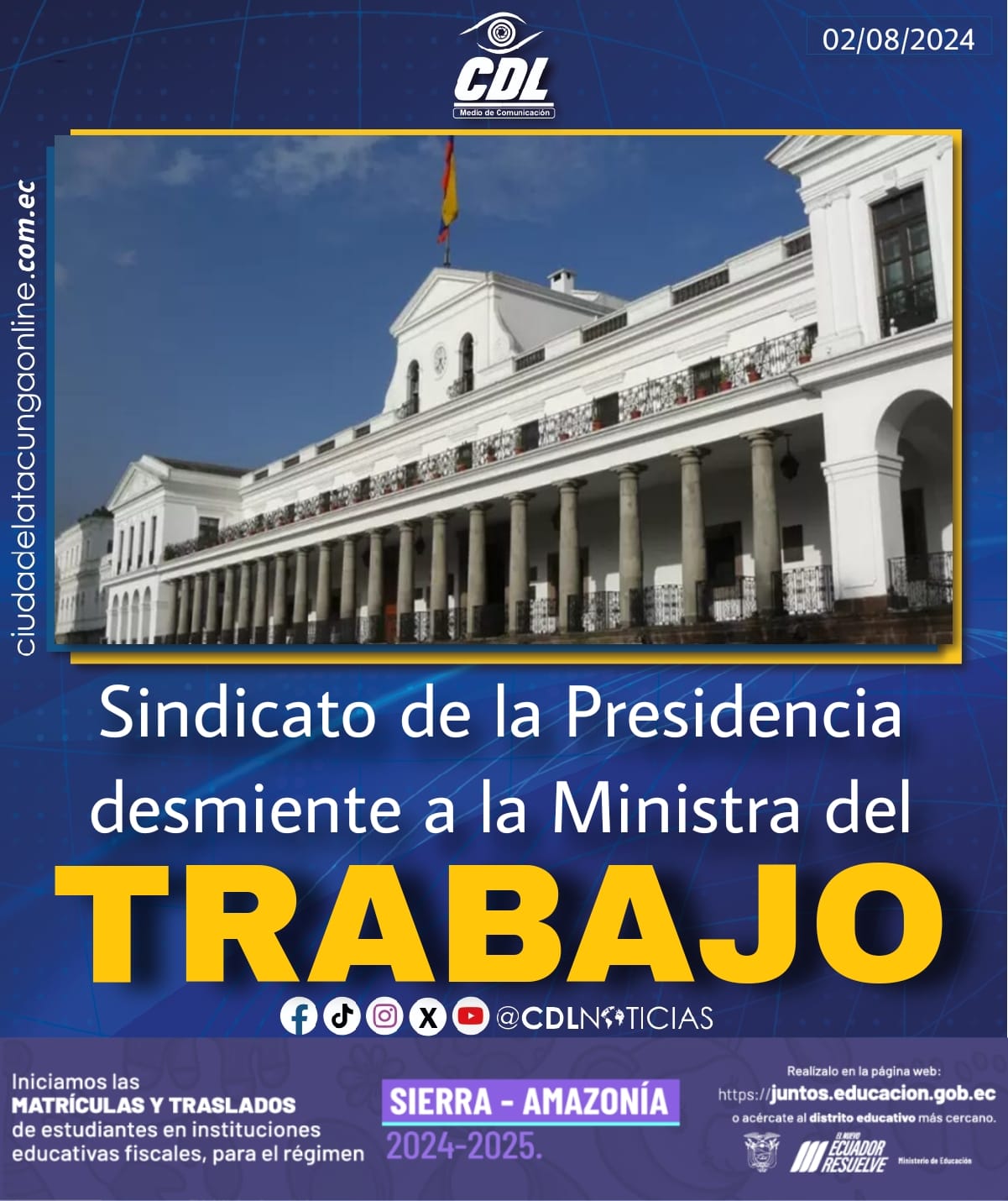 Sindicato de la Presidencia desmiente a la Ministra del Trabajo