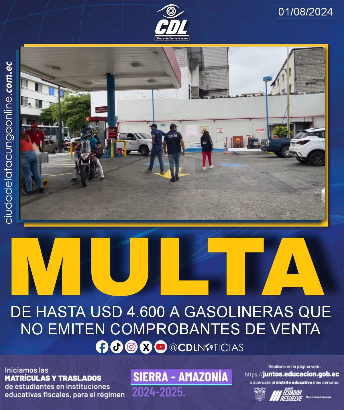 MULTA DE HASTA USD 4.600 A GASOLINERAS QUE NO EMITEN COMPROBANTES DE VENTA