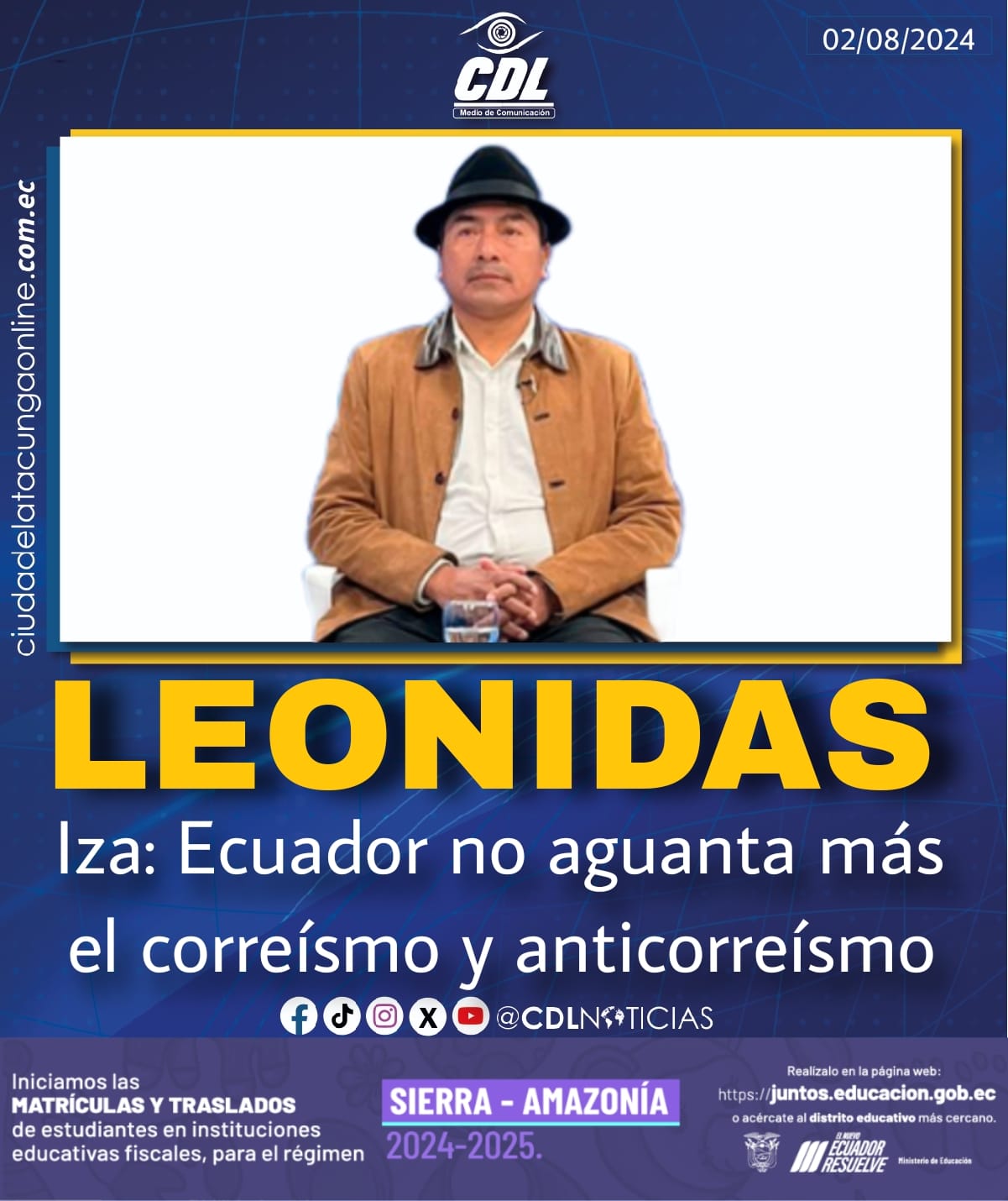 Leonidas Iza: Ecuador no aguanta más el correísmo y anticorreísmo