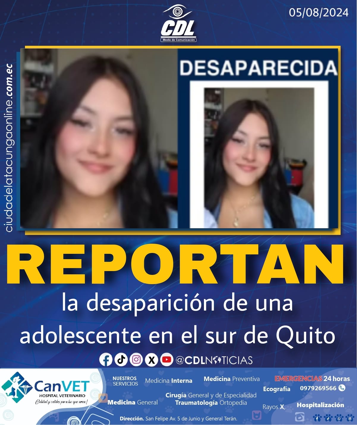 Reportan la desaparición de una adolescente en el sur de Quito