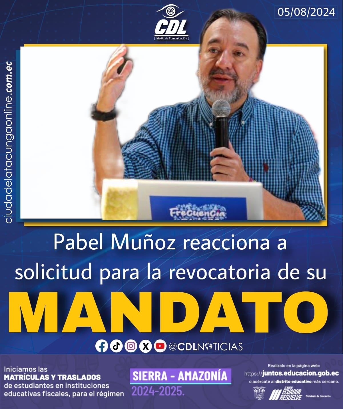Pabel Muñoz reacciona a solicitud para la revocatoria de su mandato