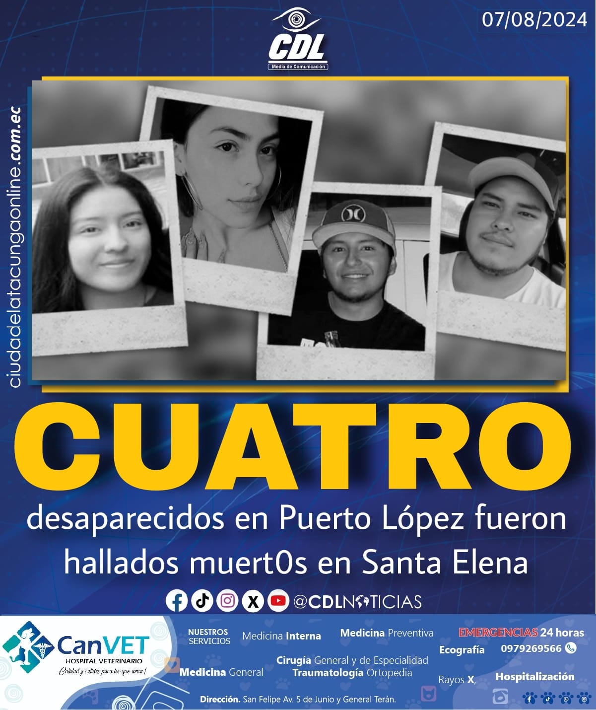 Los cuatro desaparecidos en Puerto López fueron hallados muert0s en Santa Elena