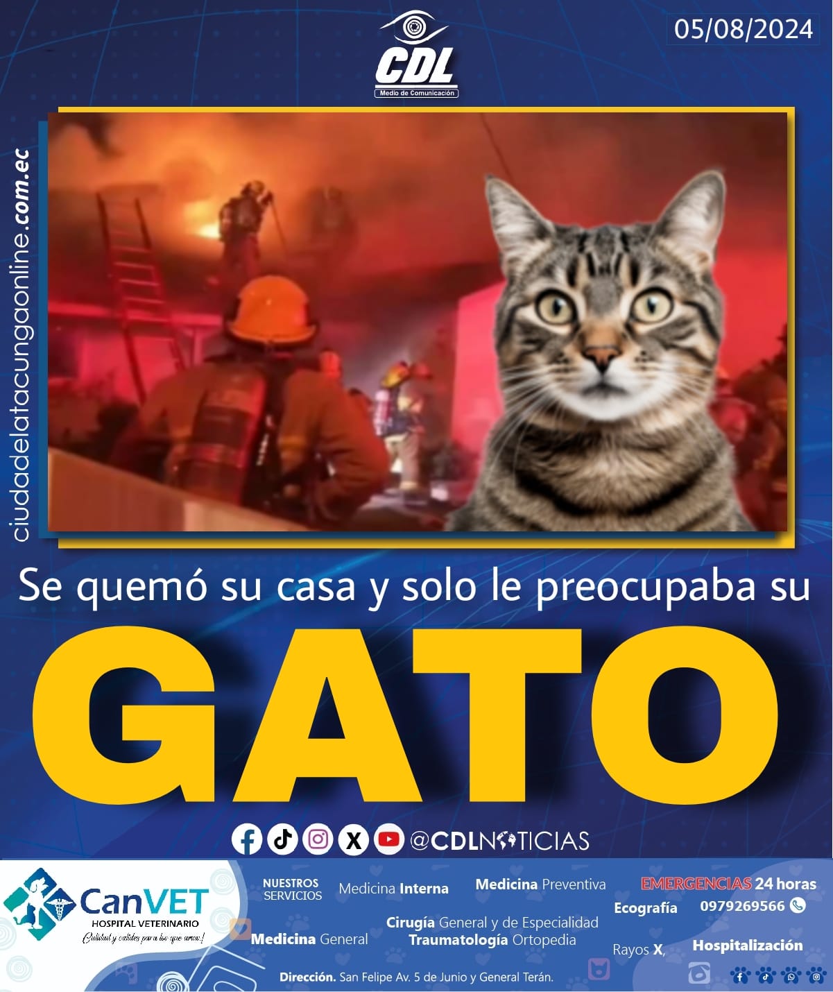 Se quemó su casa y solo le preocupaba su gato