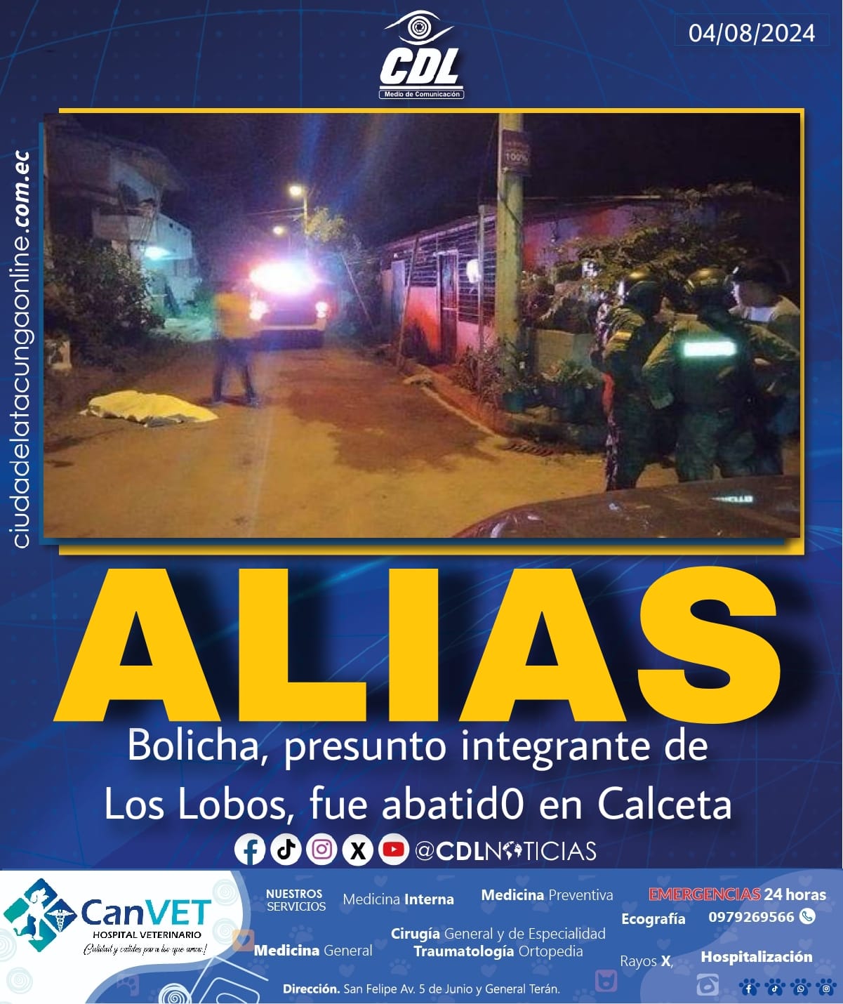 Alias Bolicha, presunto integrante de Los Lobos, fue abatid0 en Calceta