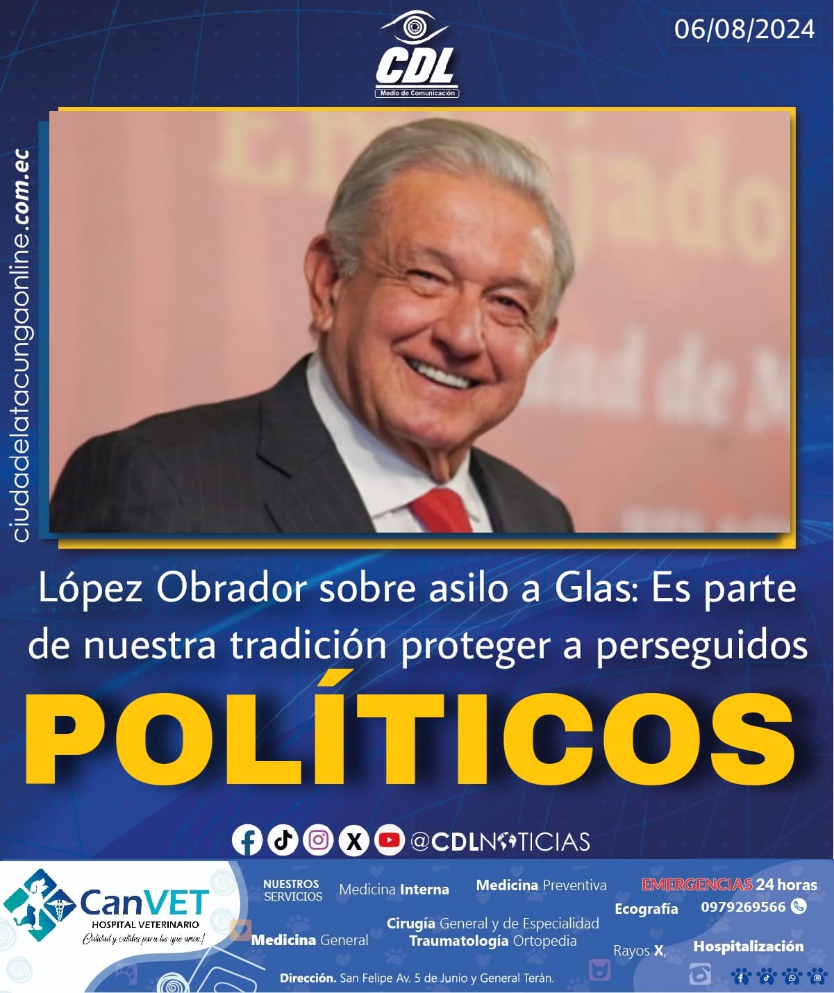 López Obrador sobre asilo a Glas: Es parte de nuestra tradición proteger a perseguidos políticos