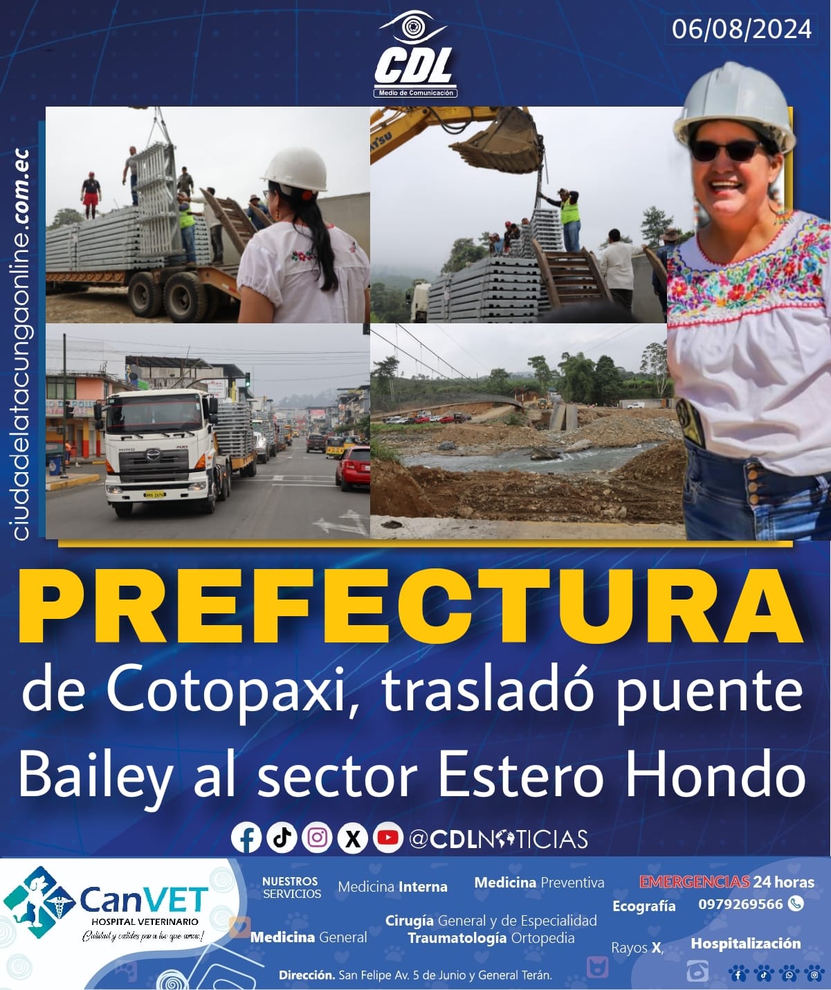 Prefectura de Cotopaxi, trasladó puente Bailey al sector Estero Hondo