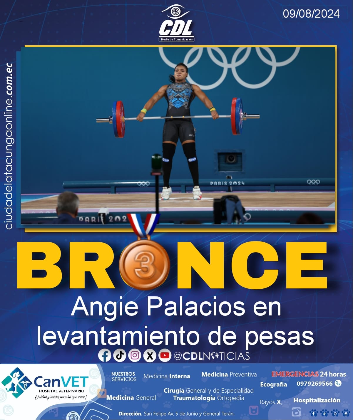 ¡Histórico! Angie Palacios consiguió la medalla de bronce en halterofilia en la categoría de 71kg