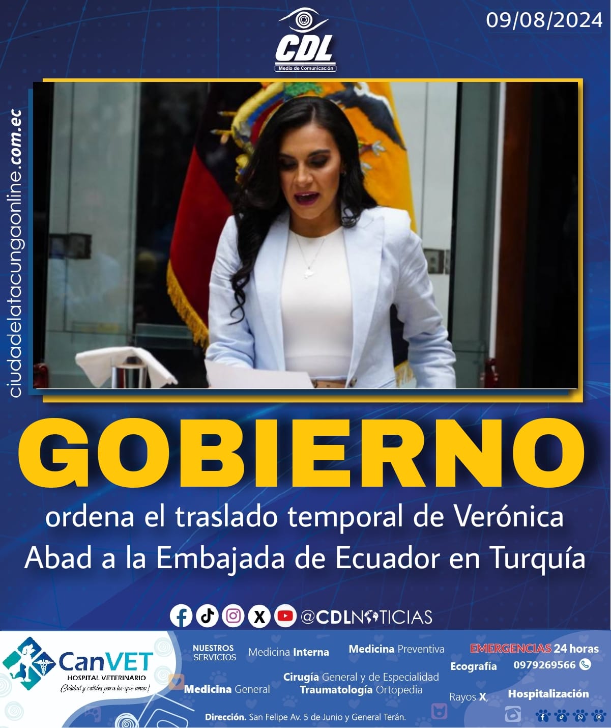 Gobierno ordena el traslado temporal de Verónica Abad a la Embajada de Ecuador en Turquía