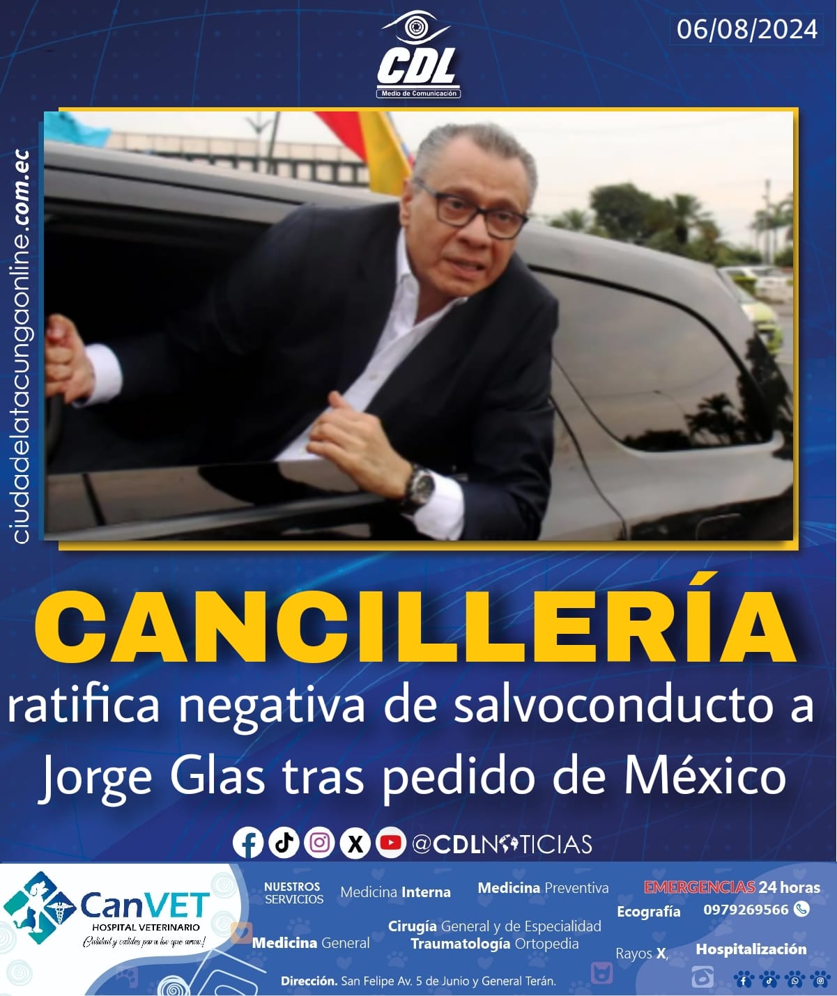Cancillería ratifica negativa de salvoconducto a Jorge Glas tras pedido de México