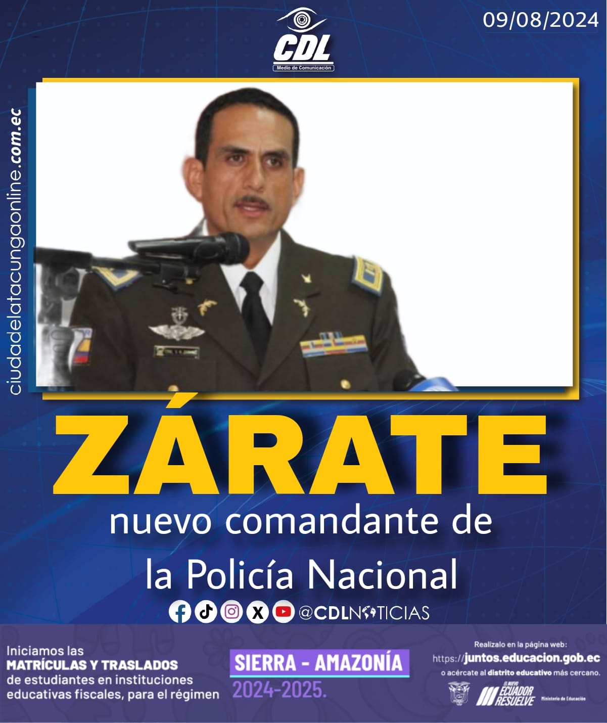 Víctor Zárate nuevo comandante de la Policía Nacional