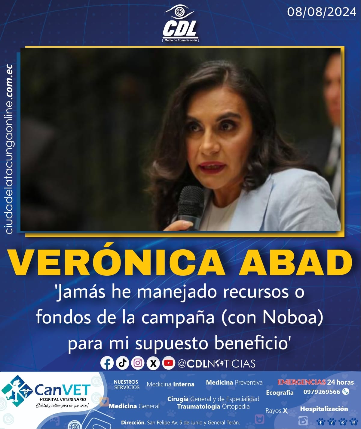 Verónica Abad: ‘Jamás he manejado recursos o fondos de la campaña (con Noboa) para mi supuesto beneficio’