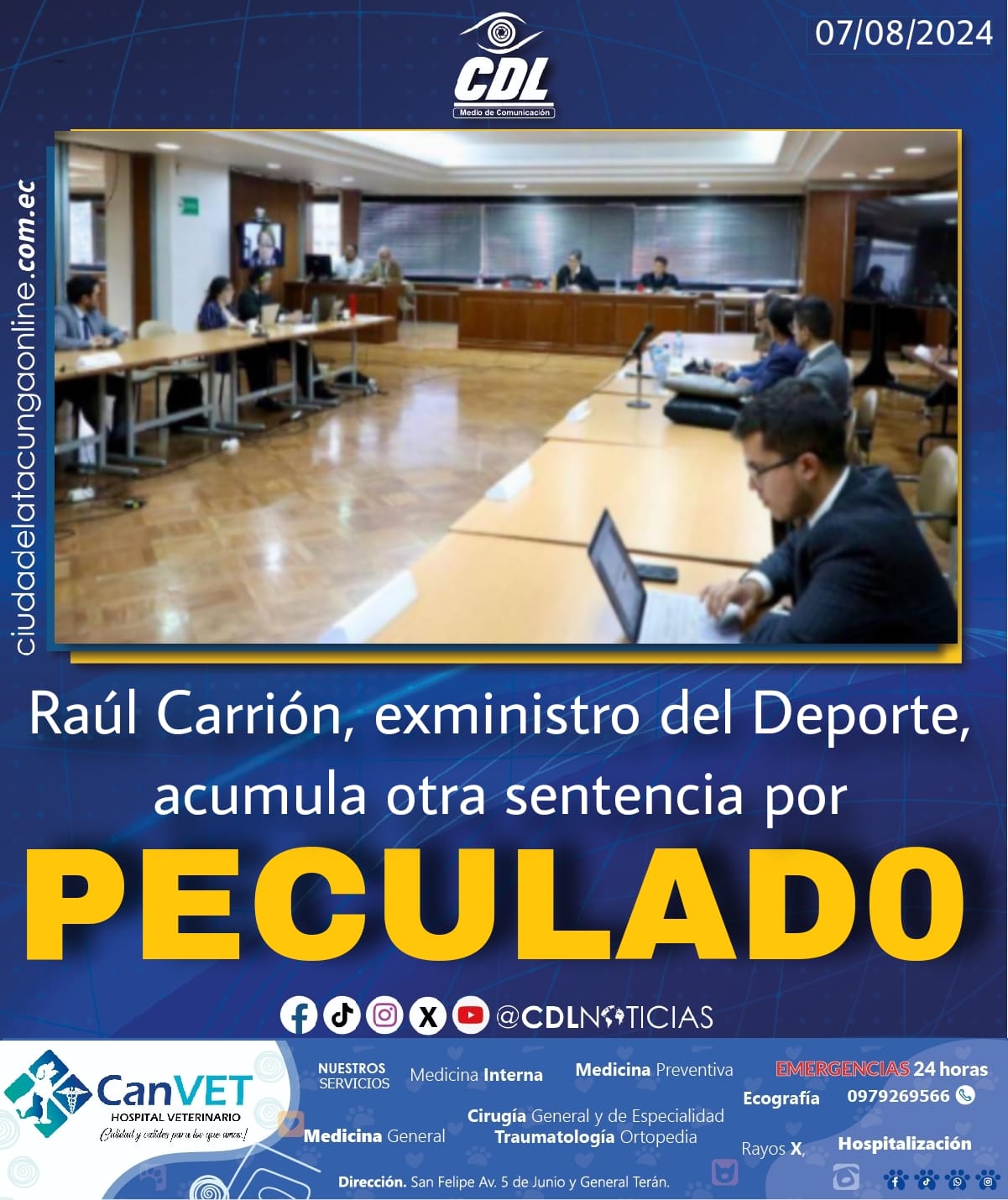Raúl Carrión, exministro del Deporte, acumula otra sentencia por peculad0